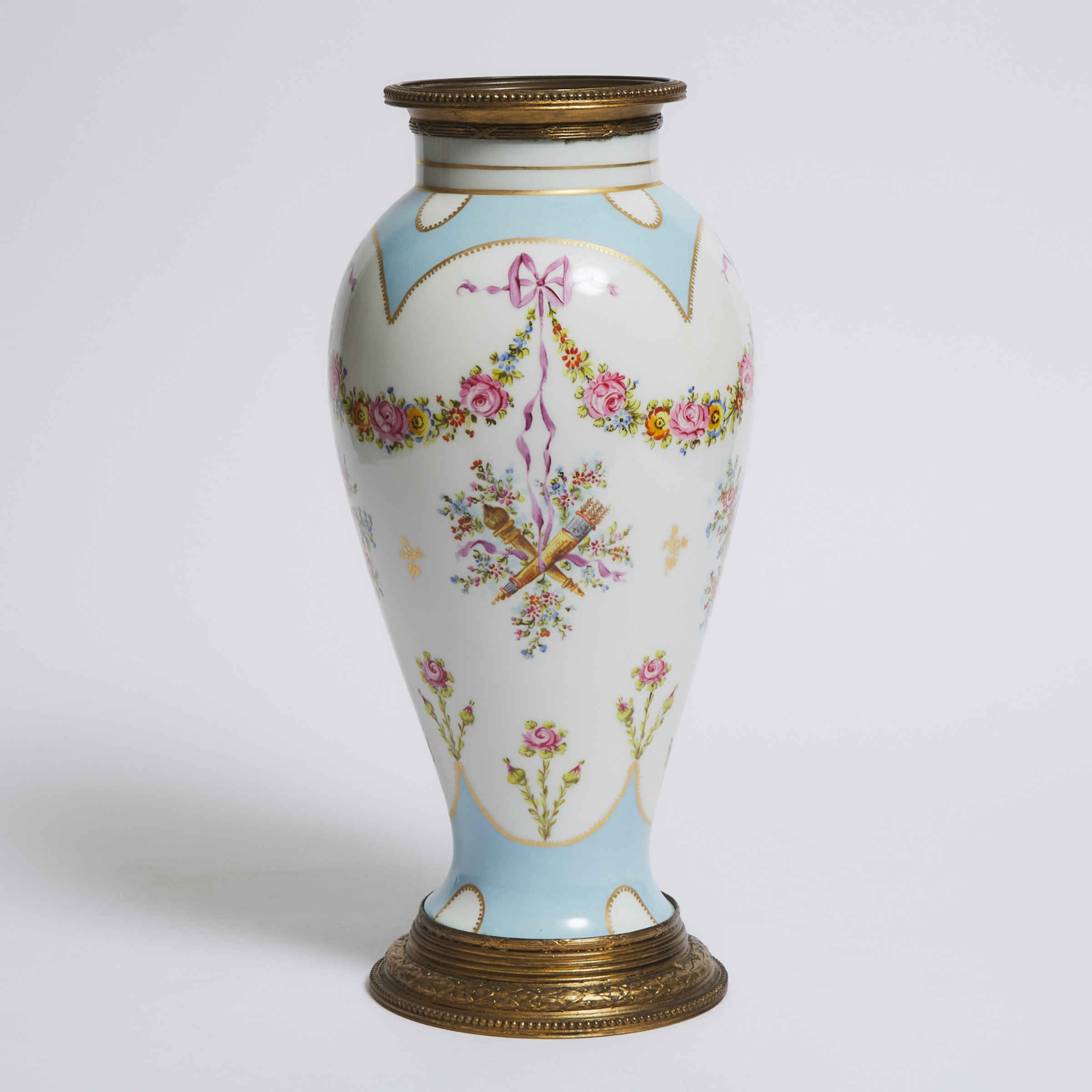 Large Gilt-Metal Mounted 'Sèvres' Vase, early 20th century