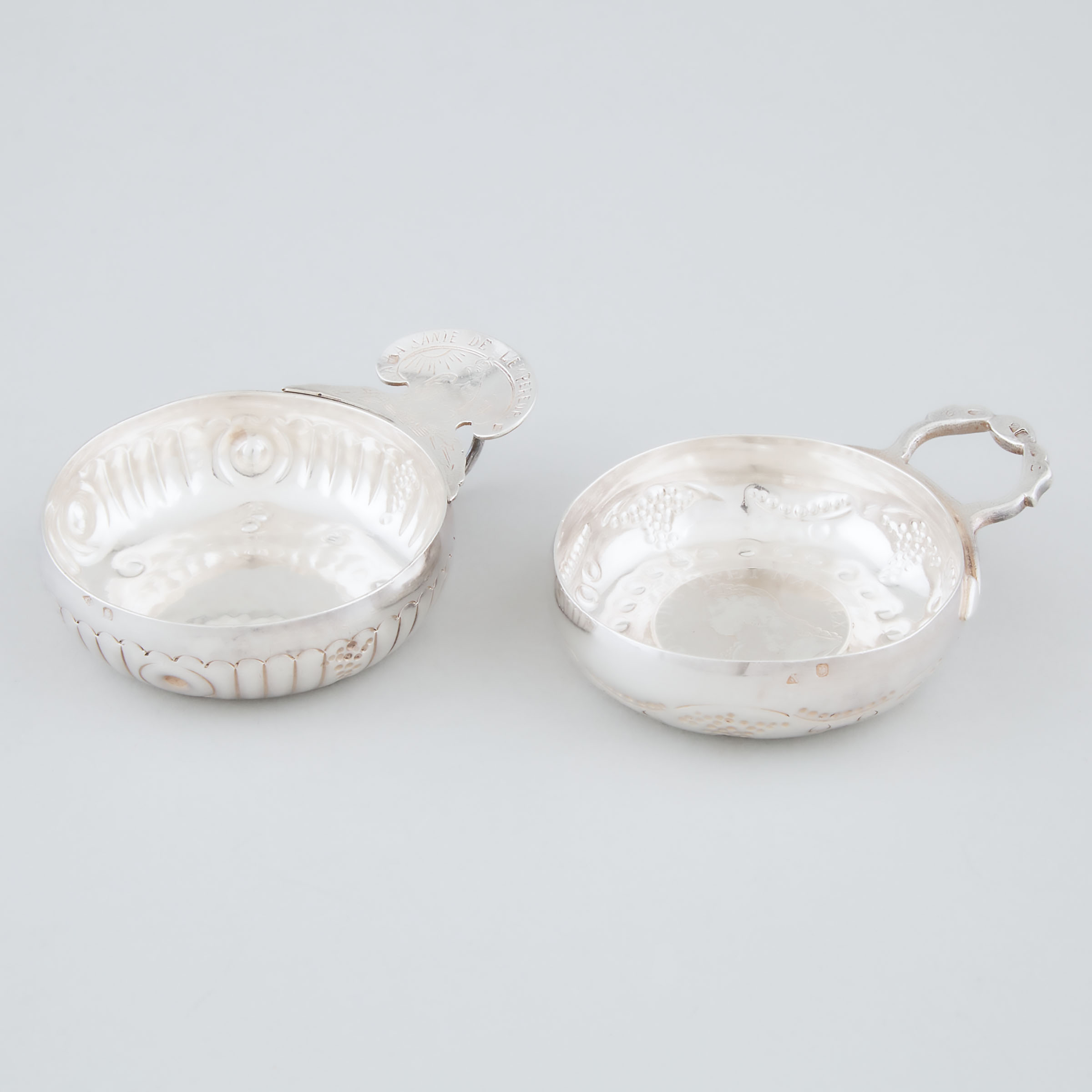 Two French Silver Wine Tasters, Marc Parrod, Dijon, early 20th century