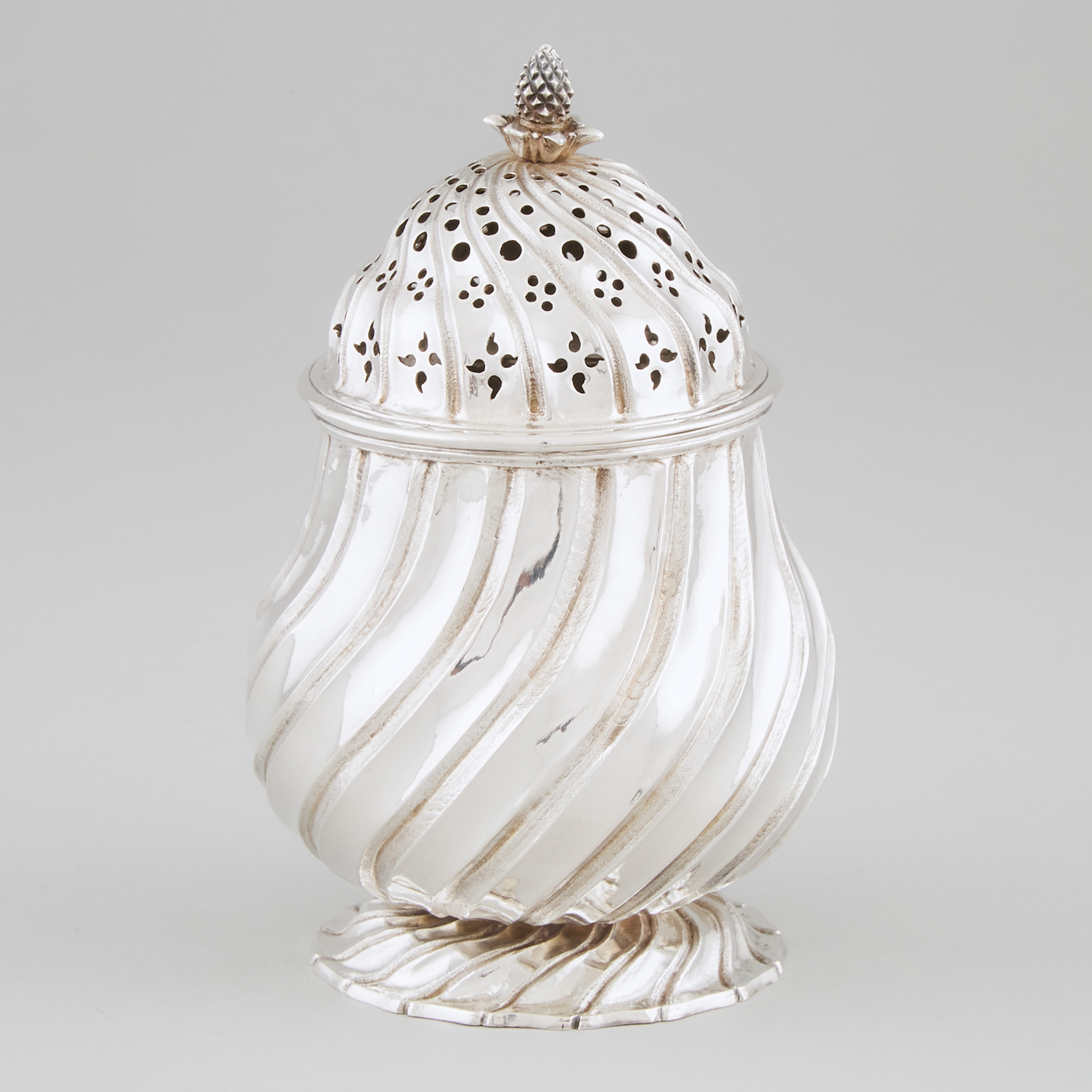 Maltese Silver Wrythen Fluted Sugar Caster, late 18th century