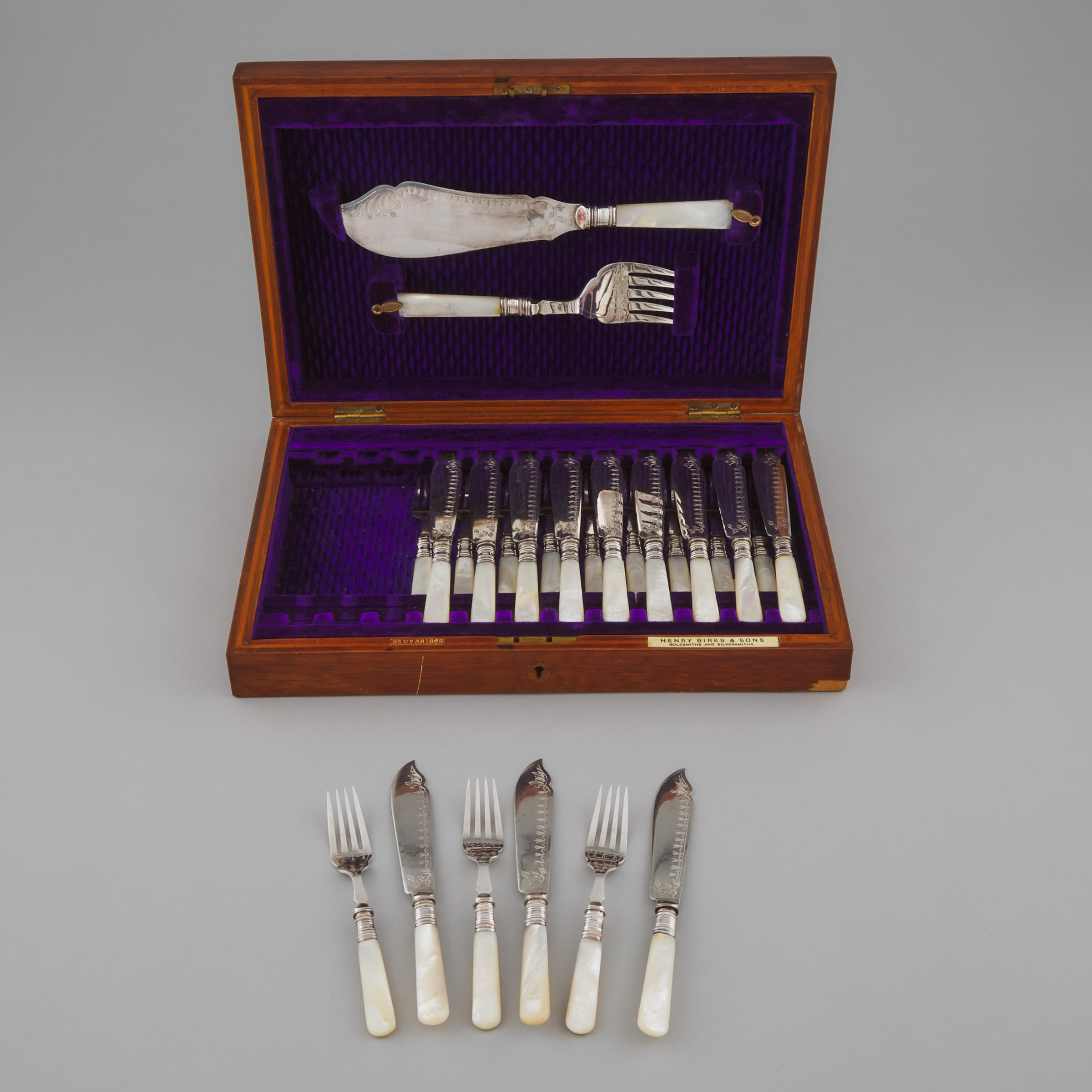 Canadian Silver Plated and Mother-of-Pearl Fish Service, Henry Birks & Sons, early 20th century