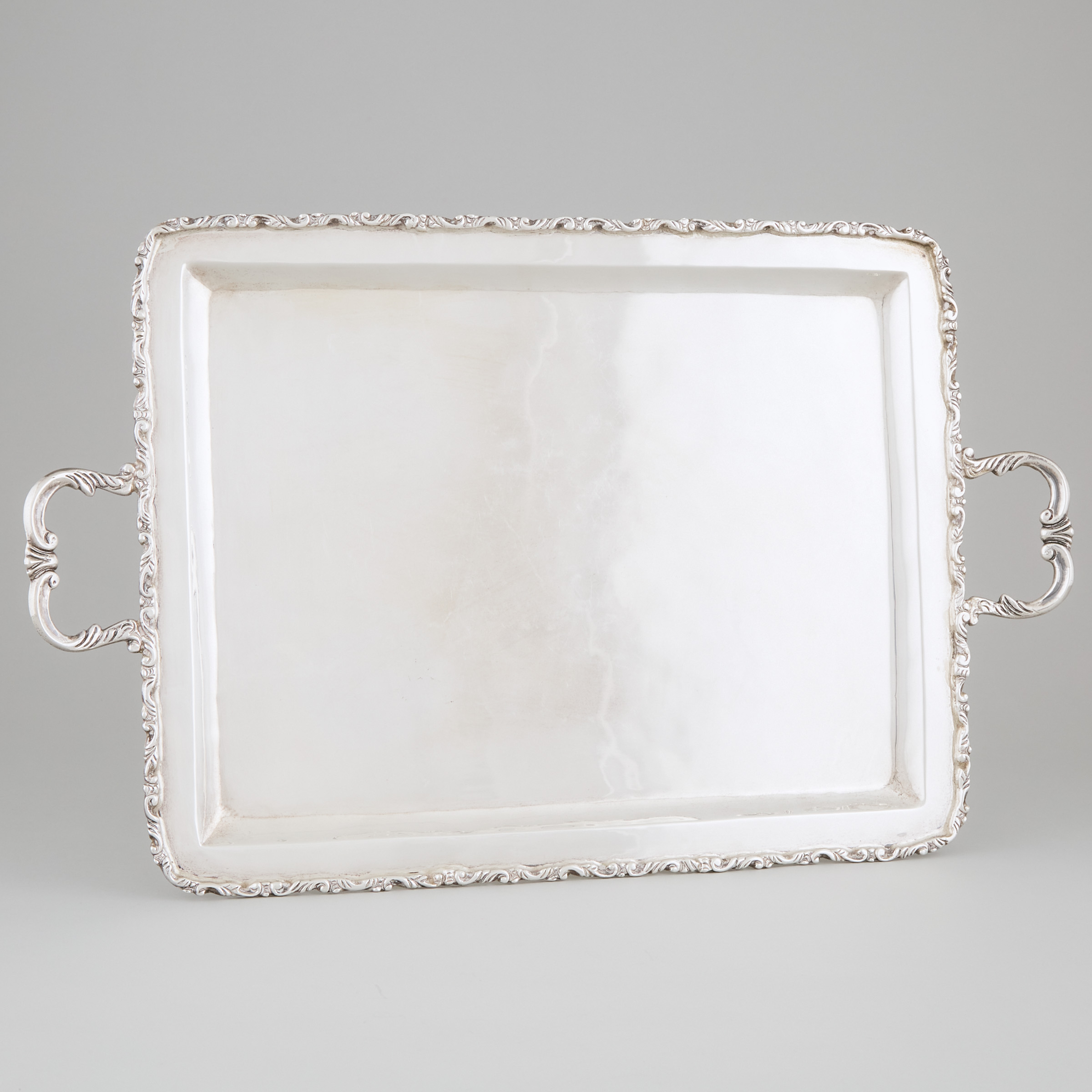 Mexican Silver Rectangular Serving Tray, 20th century