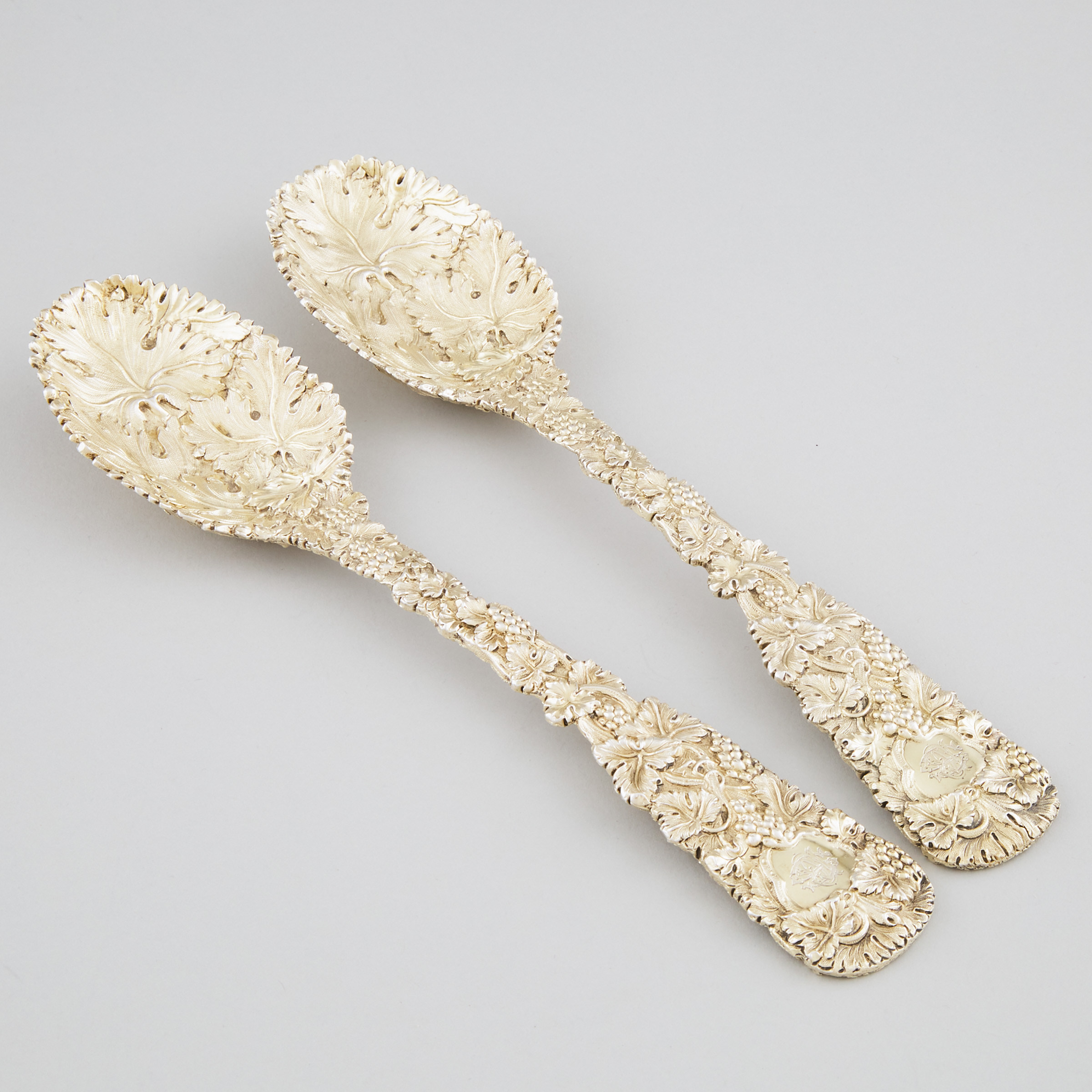 Pair of William IV Cast Silver-Gilt Berry Serving Spoons, Charles Reily & George Storer, London, 1832