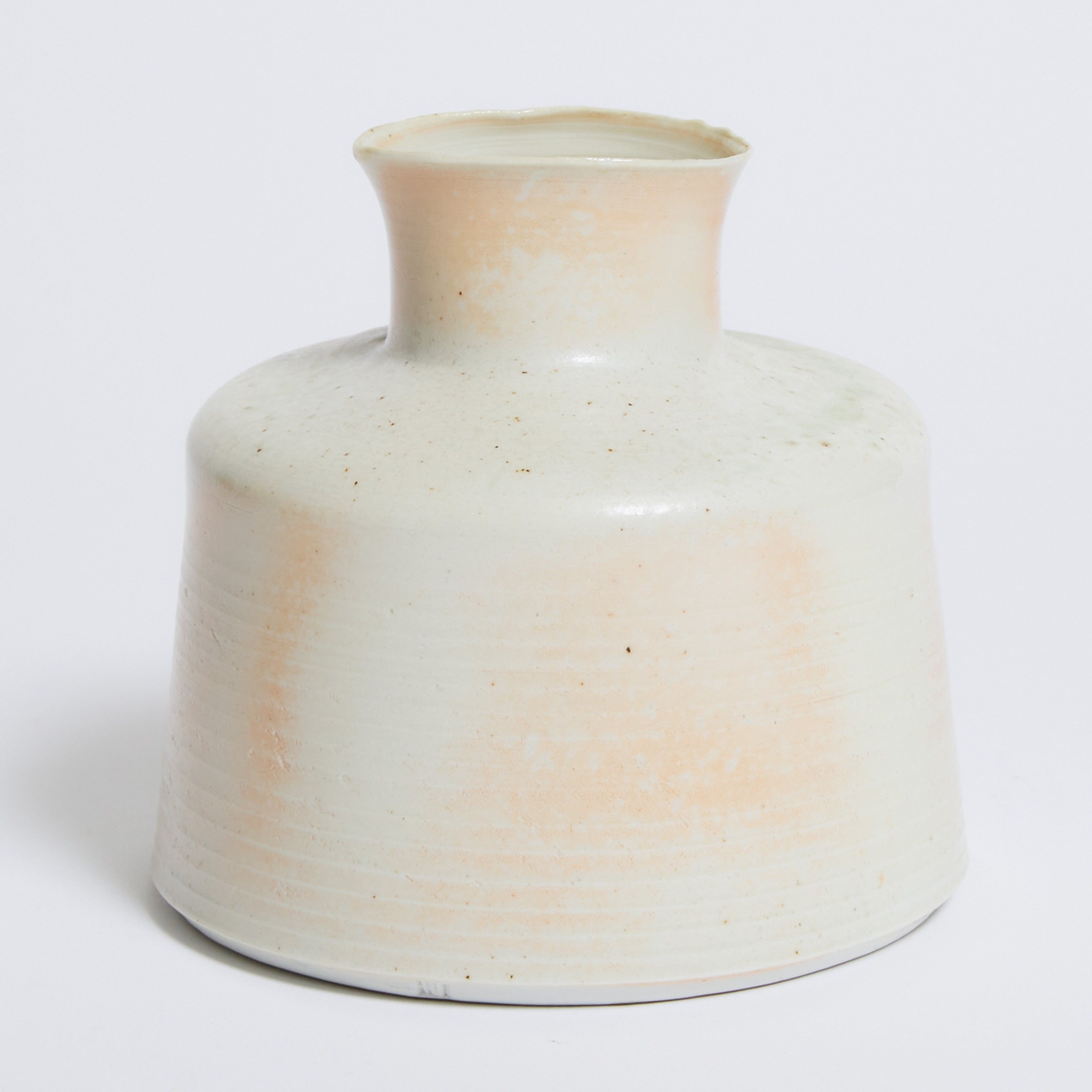 Harlan House (Canadian, b.1943), Mottled Pale Celadon and Coral Glazed Vase, late 20th century