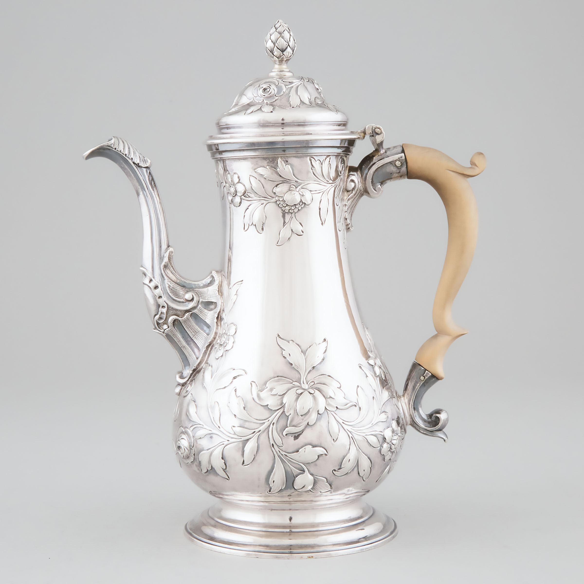 George III Silver Baluster Coffee Pot, Thomas Whipham & Charles Wright, London, 1763