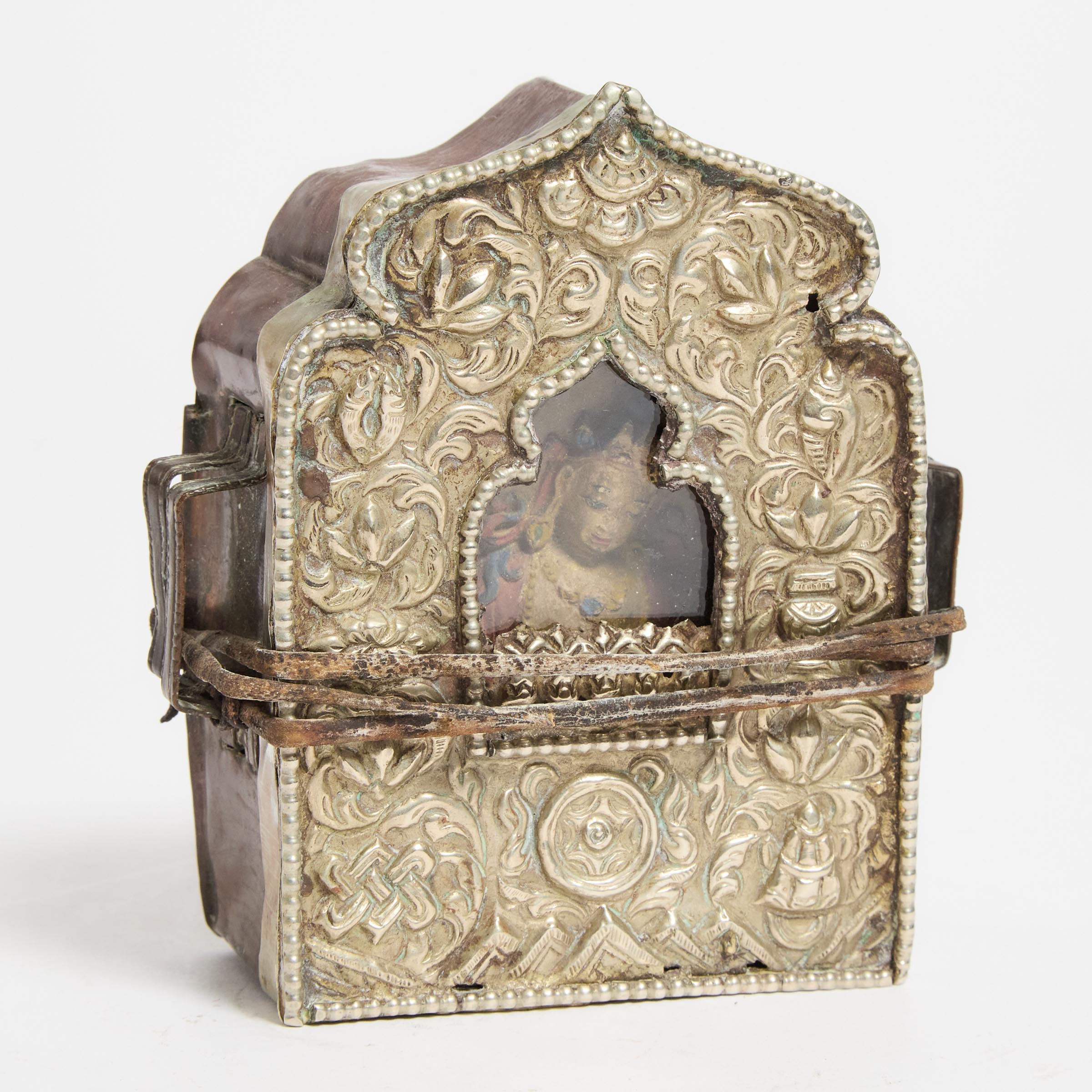 Tibetan Silver and Copper Gau or Prayer Box, 19th/early 20th century