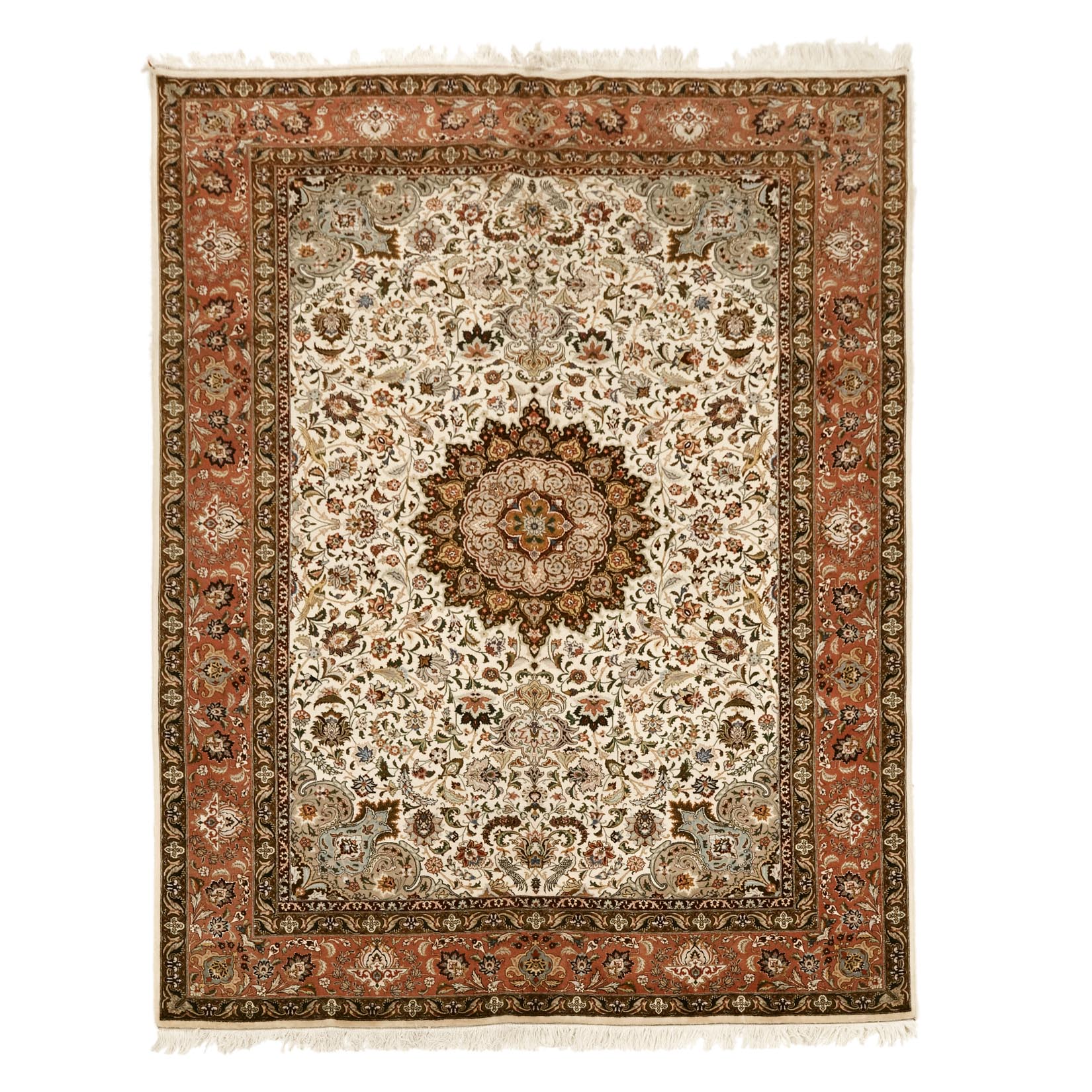 Fine Tabriz Carpet with Silk Inlets, Persian, c.1970/80