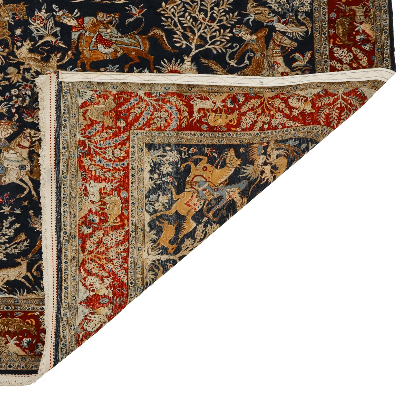 Qum Hunting Carpet with Silk Inlets, Persian, c.1960