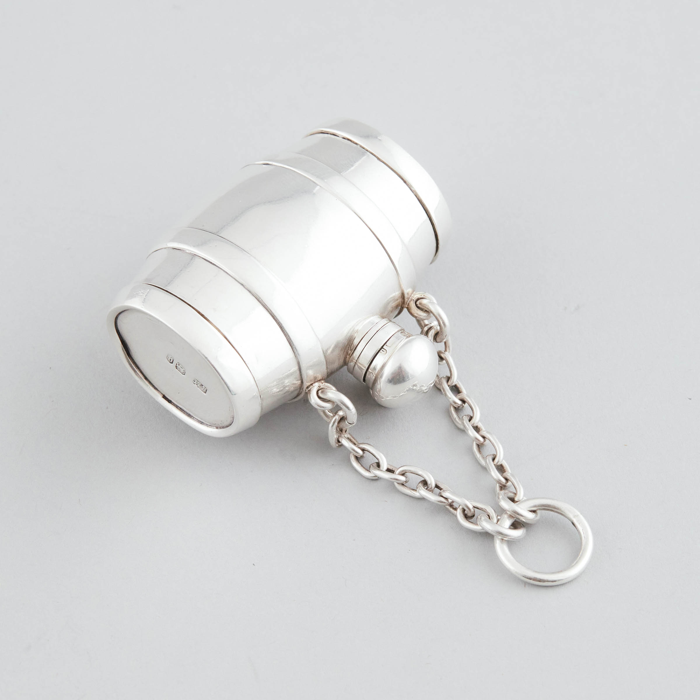 Victorian Silver Keg-Form Double Ended Vinaigrette and Perfume Phial, Sampson Mordan & Co., London, 1871