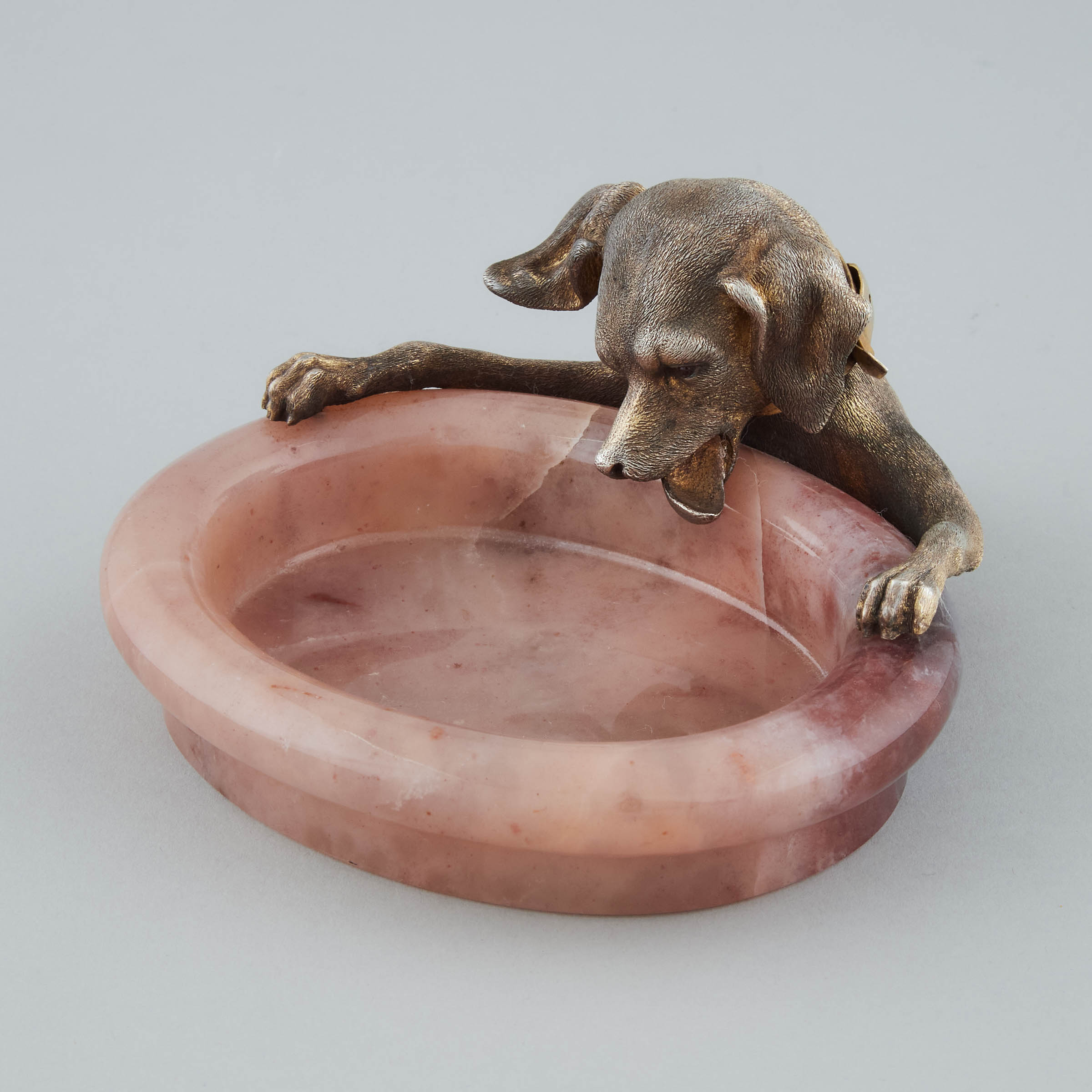 Russian Silver-Gilt and Agate Dog Vesta Ashtray, St. Petersburg, c.1908-17