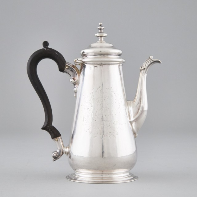 George II Silver Coffee Pot, George Methuen, London, 1744