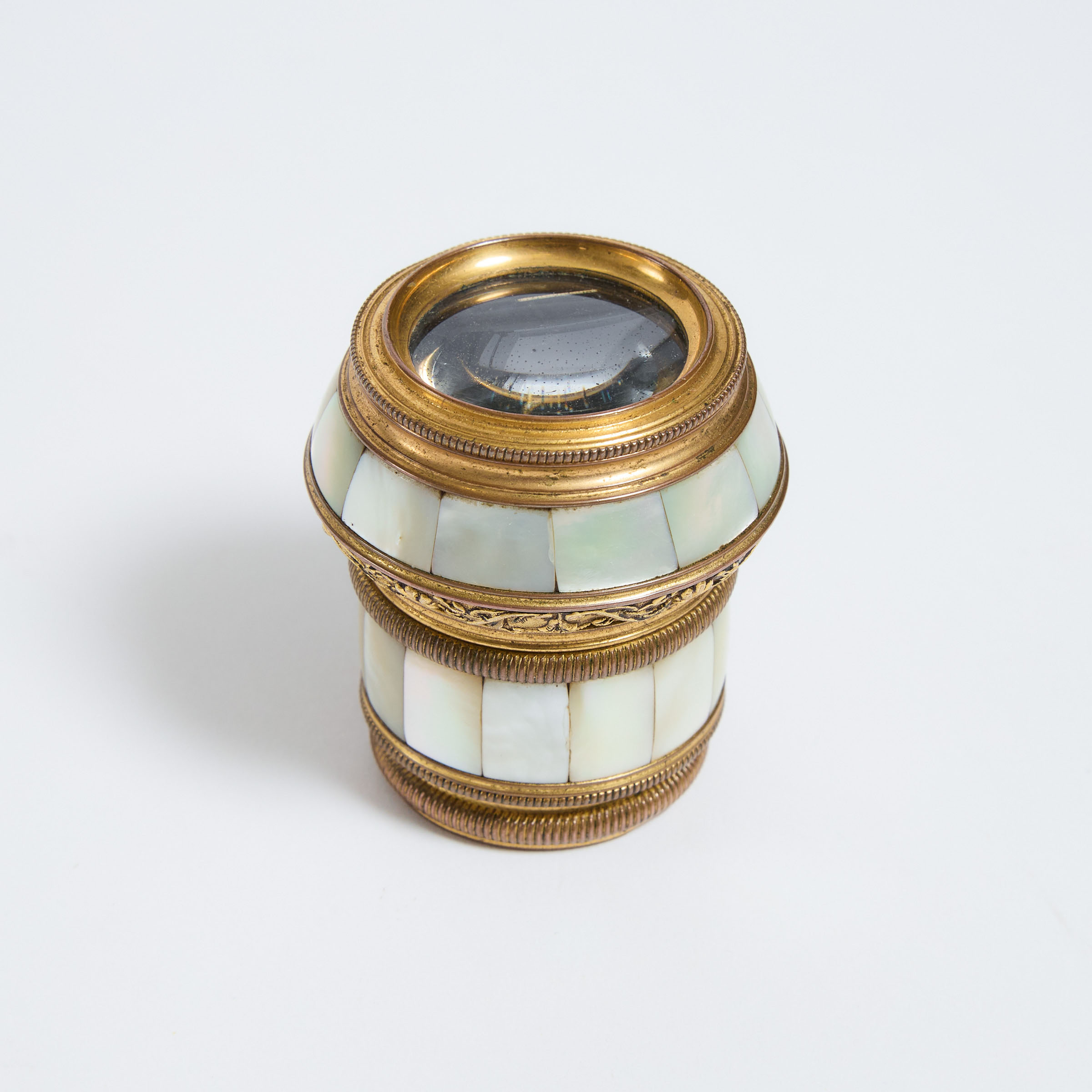 French Gilt Metal Mounted Abalone Single Draw Spy Glass, 19th century
