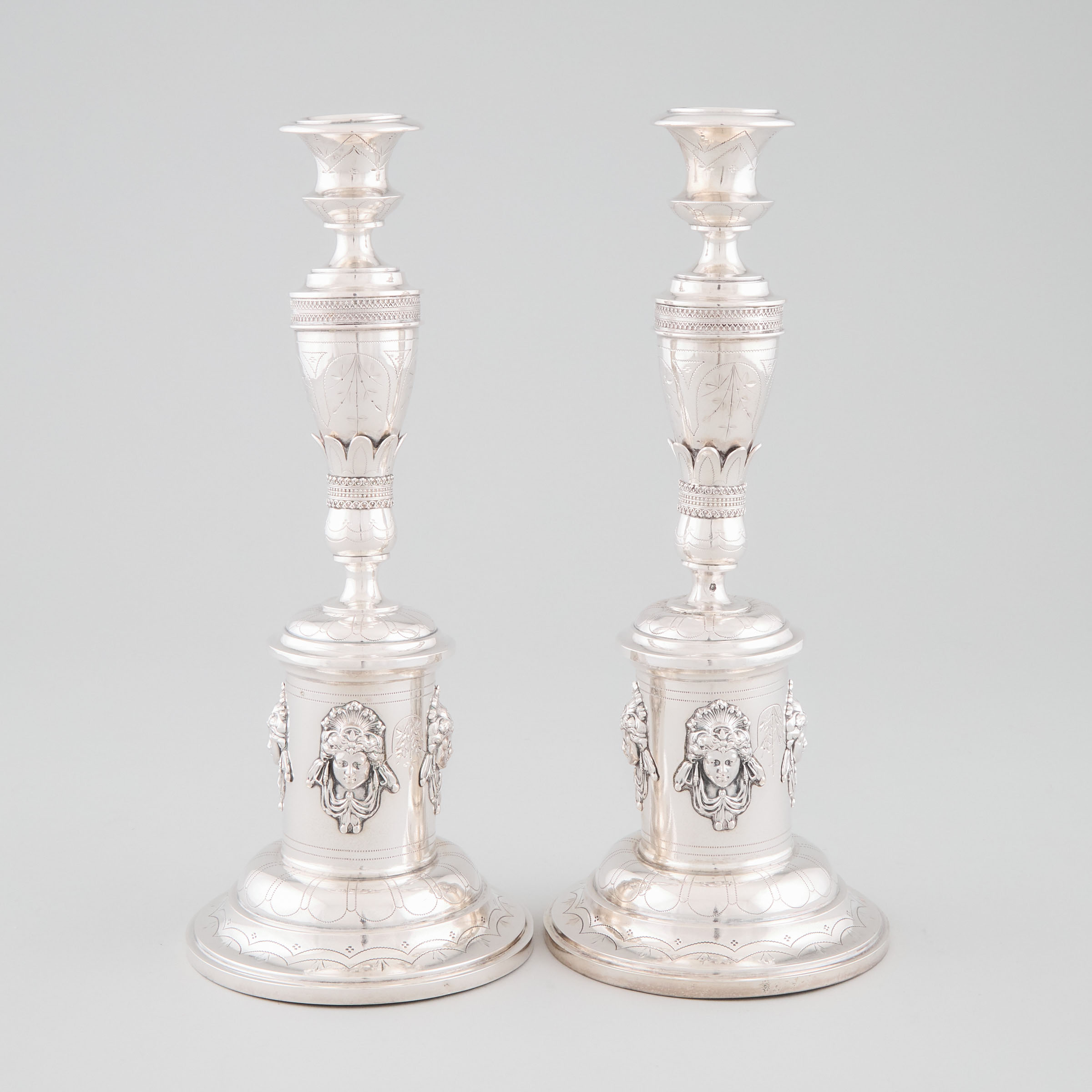 Pair of Austro-Hungarian Silver Table Candlesticks, late 19th century