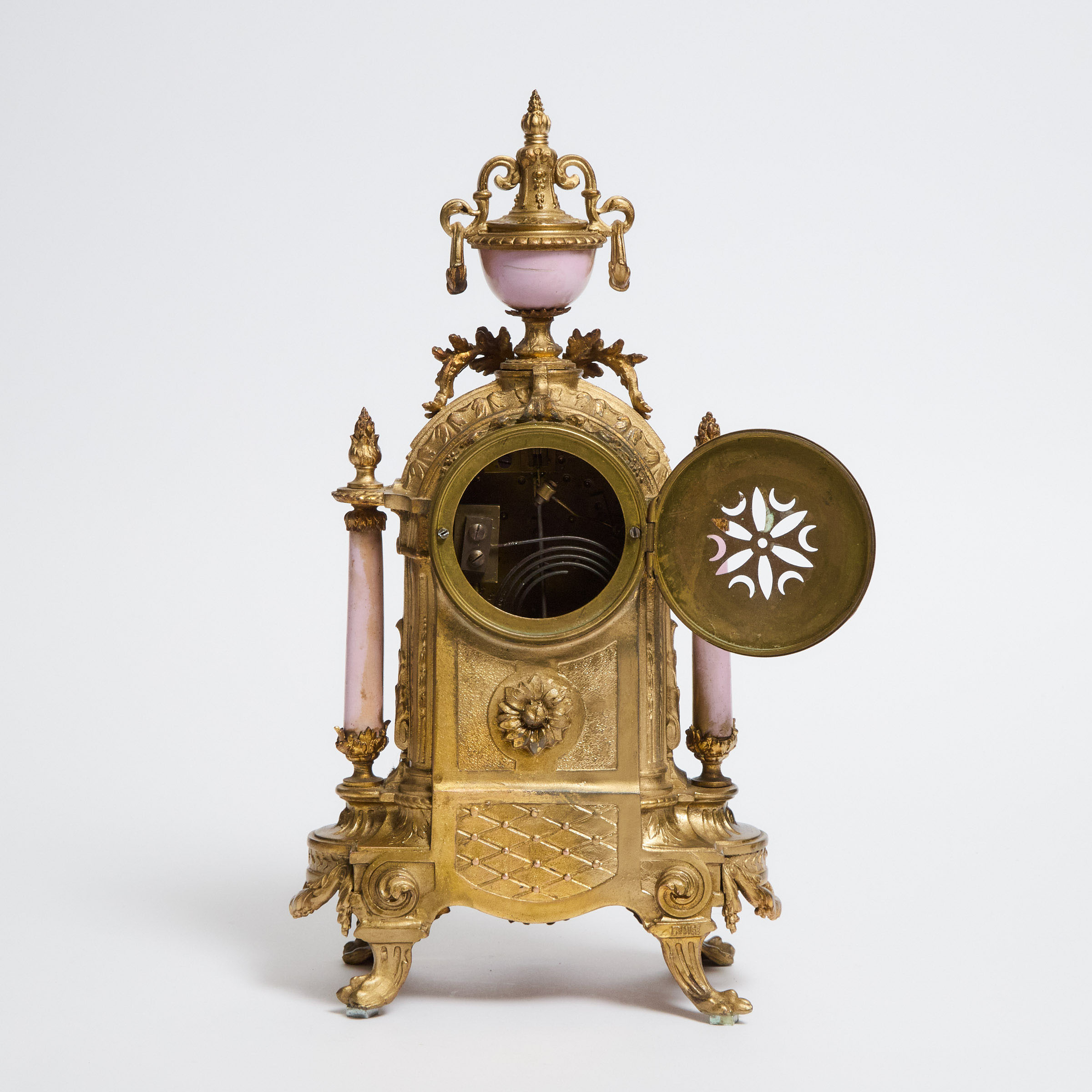 Louis XIV Style Sèvres Porcelain Mounted Ormolu Mantel Clock, c.1900