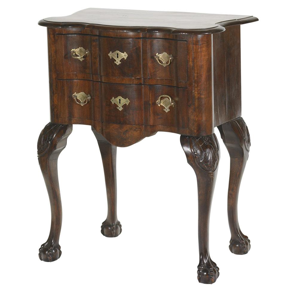Carved Walnut Two Drawer Side Table