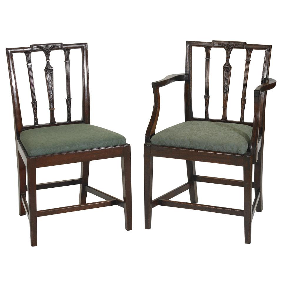Set of Eight George III Carved Mahogany Dining Chairs