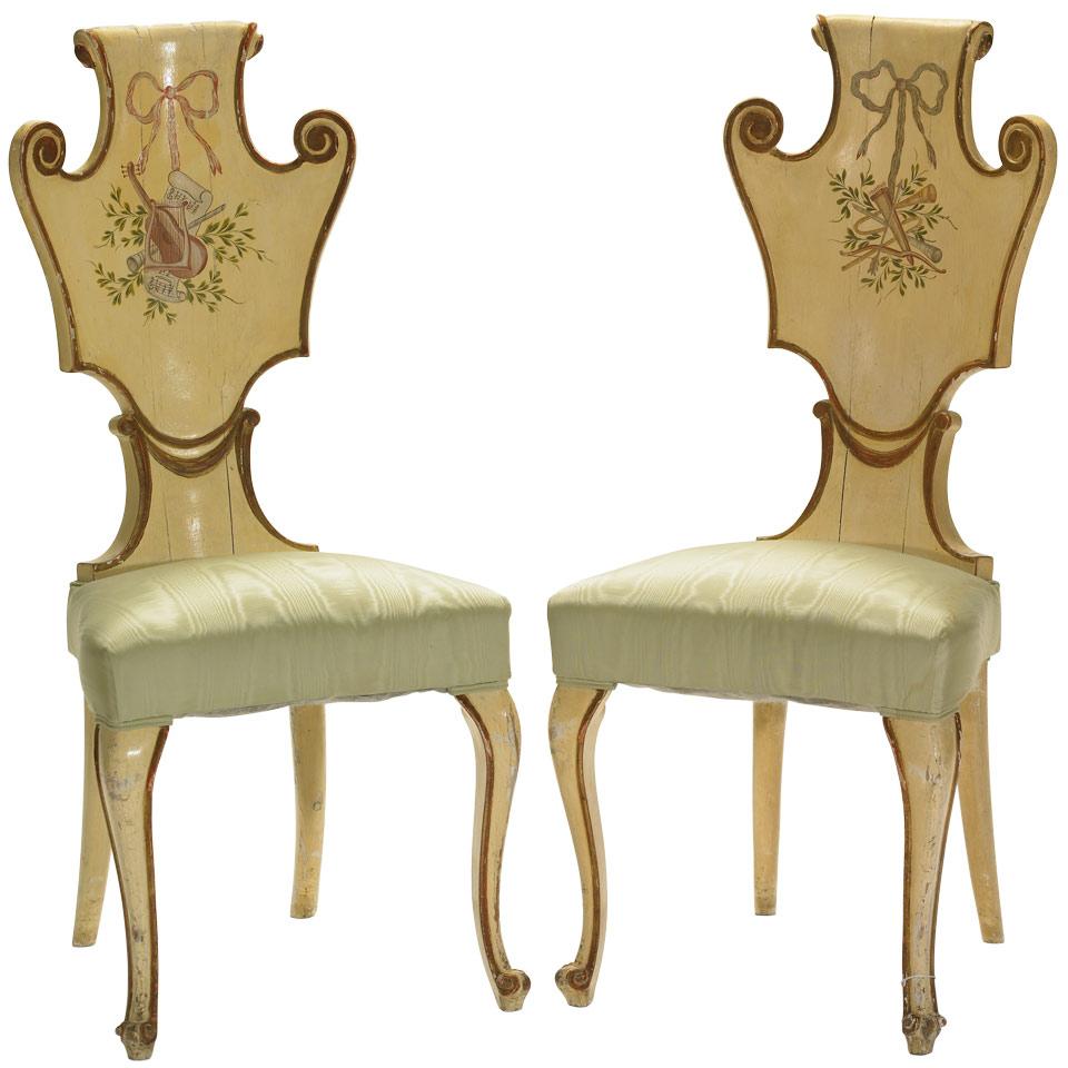 Pair of Venetian Painted Occasional Chairs