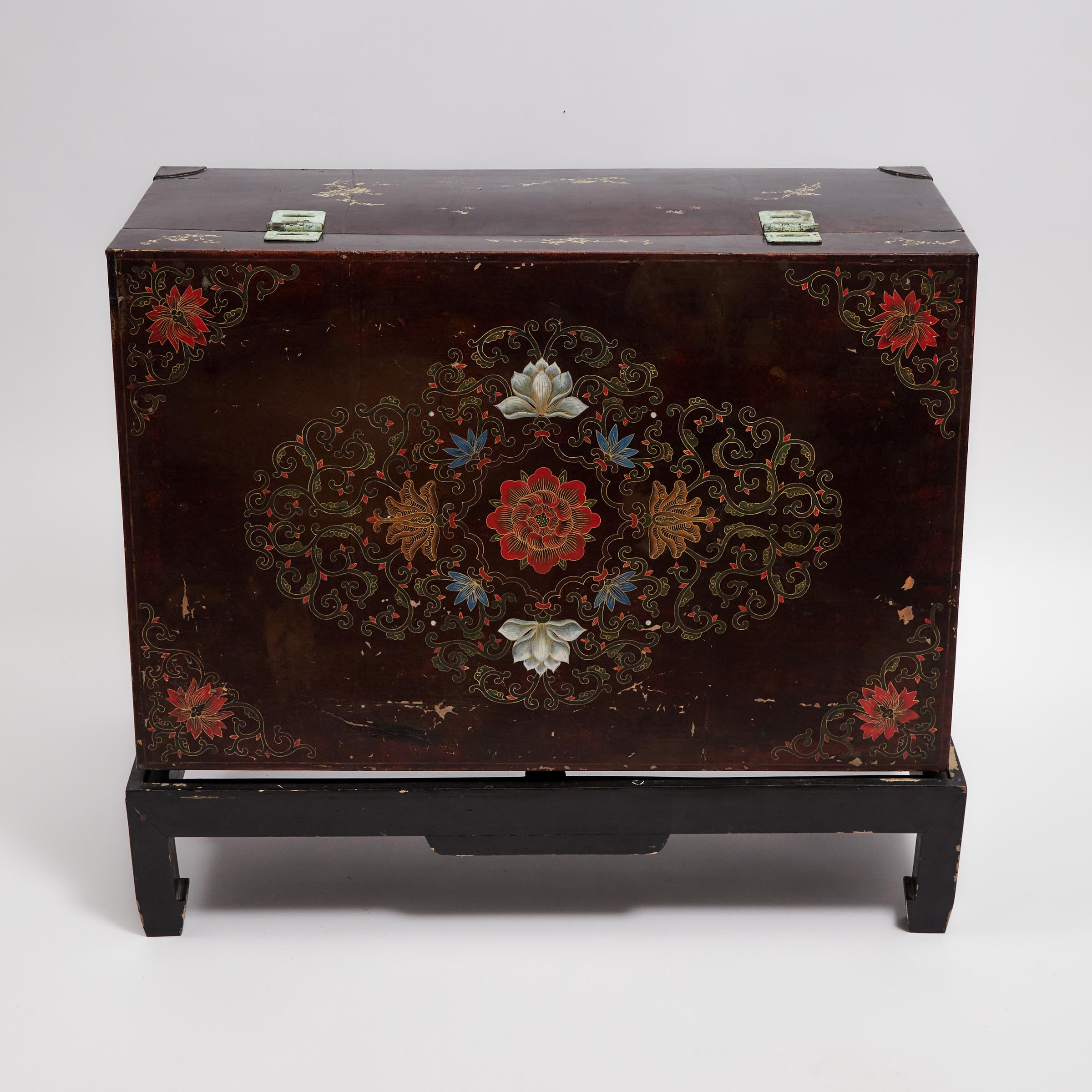 A Chinese Painted Leather Trunk, 19th Century