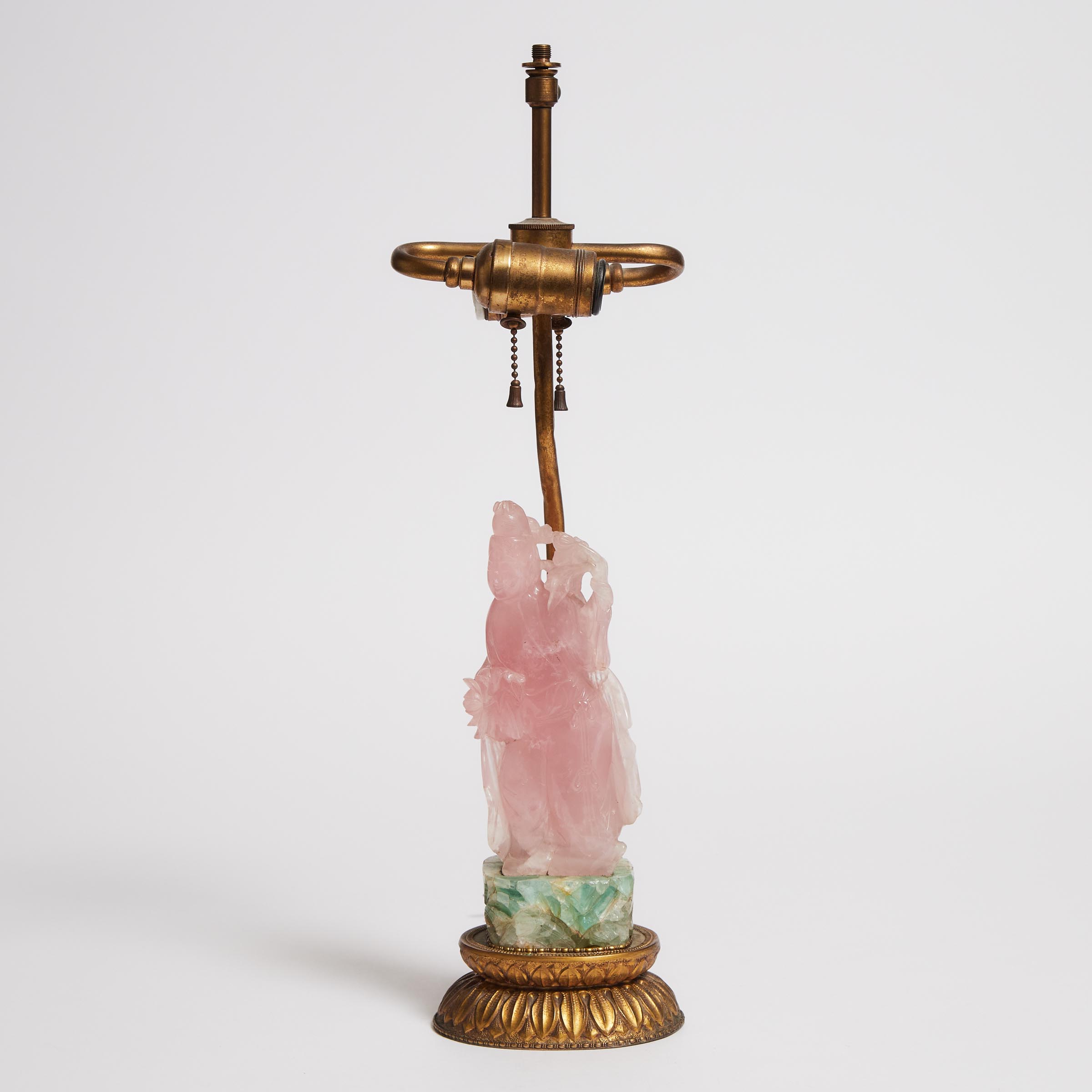 A Chinese Rose Quartz Vase Lamp, 19th/20th Century