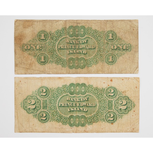 Two Bank Of Prince Edward Island 1877 Bank Notes