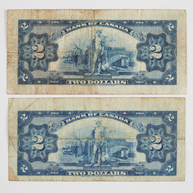 Two Bank Of Canada 1935 $2 Bank Notes