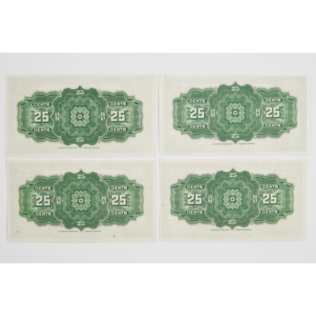 Four Dominion Of Canada 1923 25 Cent Bank Notes (Shinplasters)