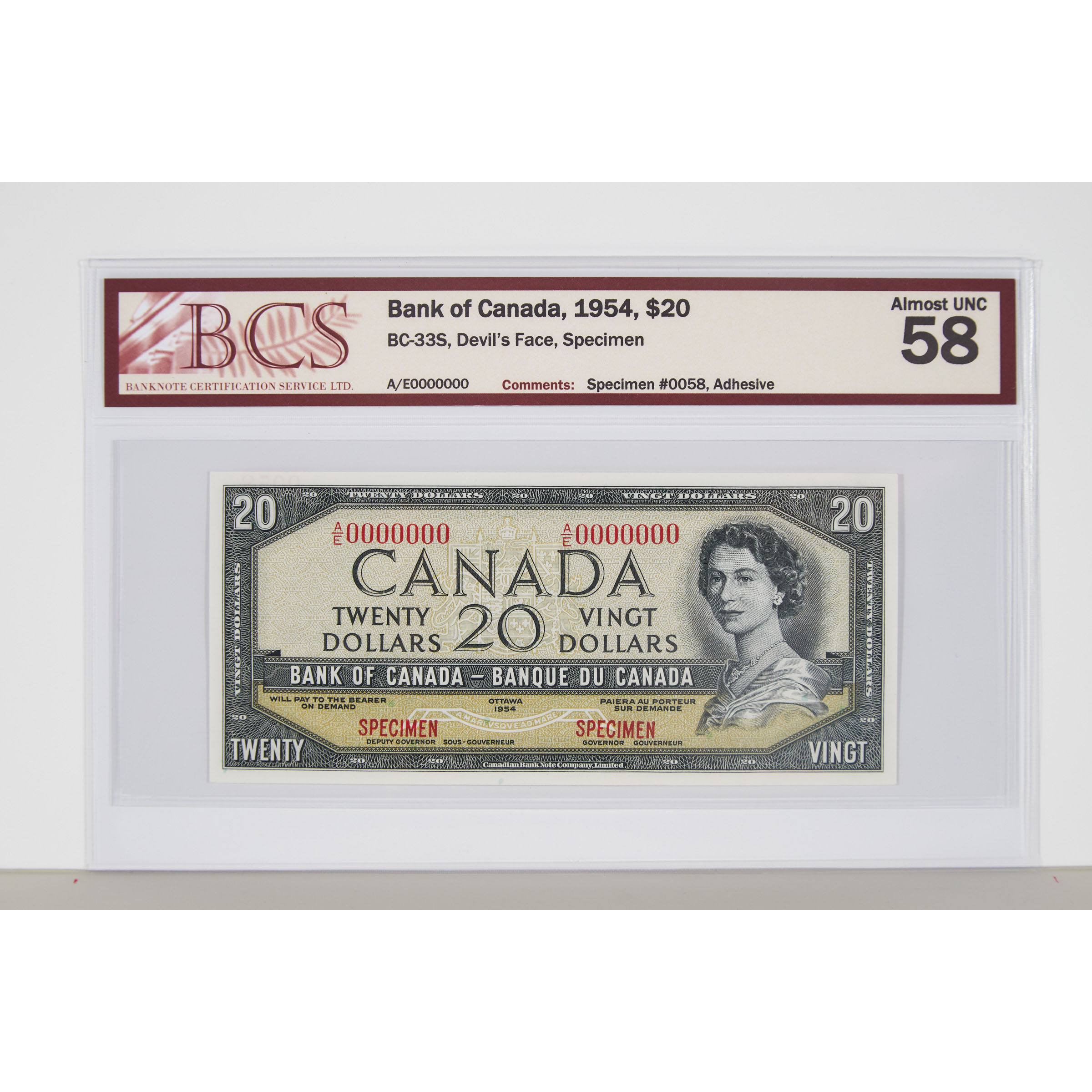 Set Of Eight Bank Of Canada 1954 Devil's Face Specimen Bank Notes