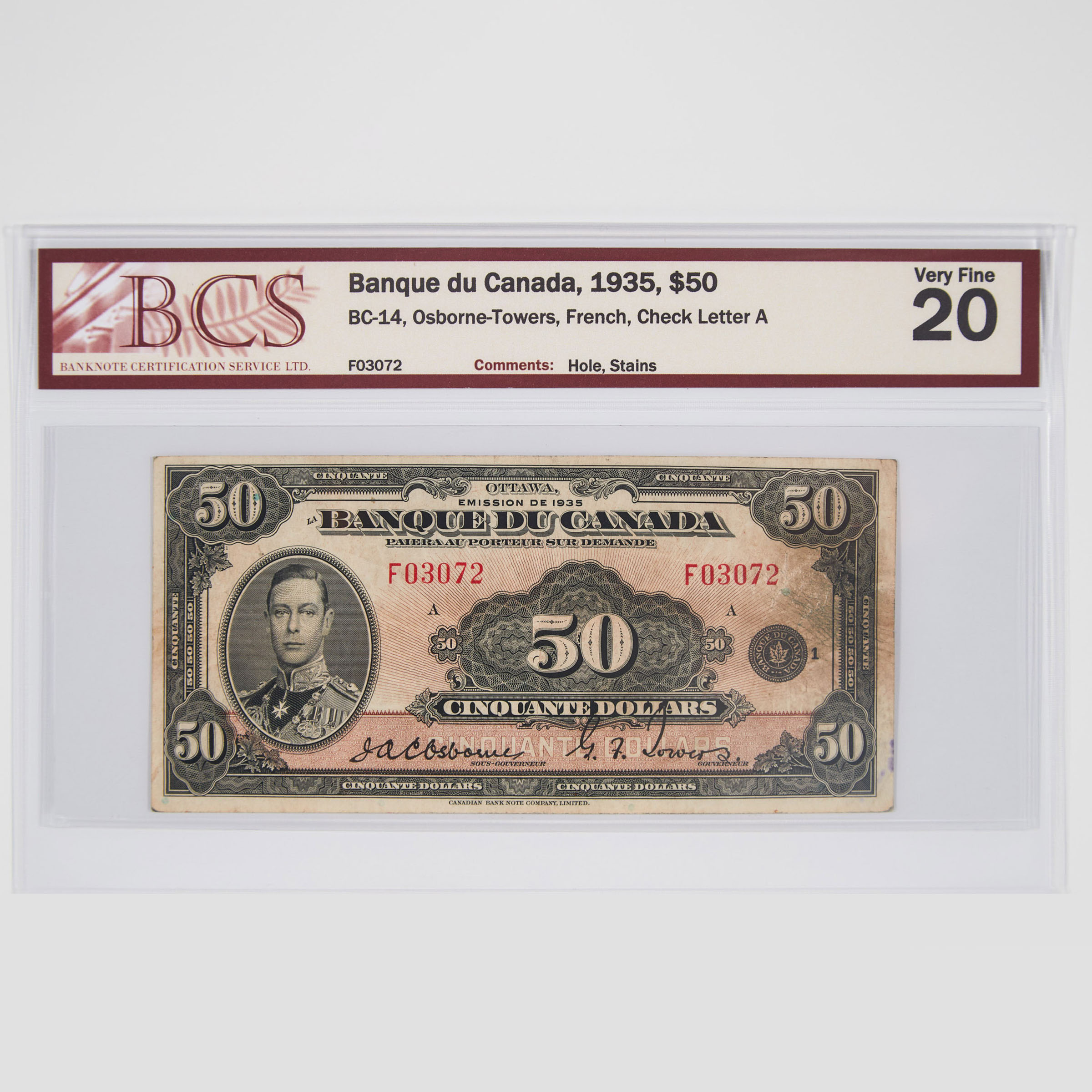 Banque Du Canada 1935 $50 Bank Note