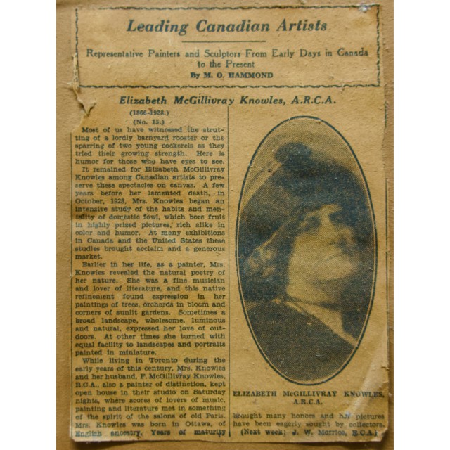 ELIZABETH ANNIE McGILLIVRAY KNOWLES (CANADIAN, 1866-1928)     