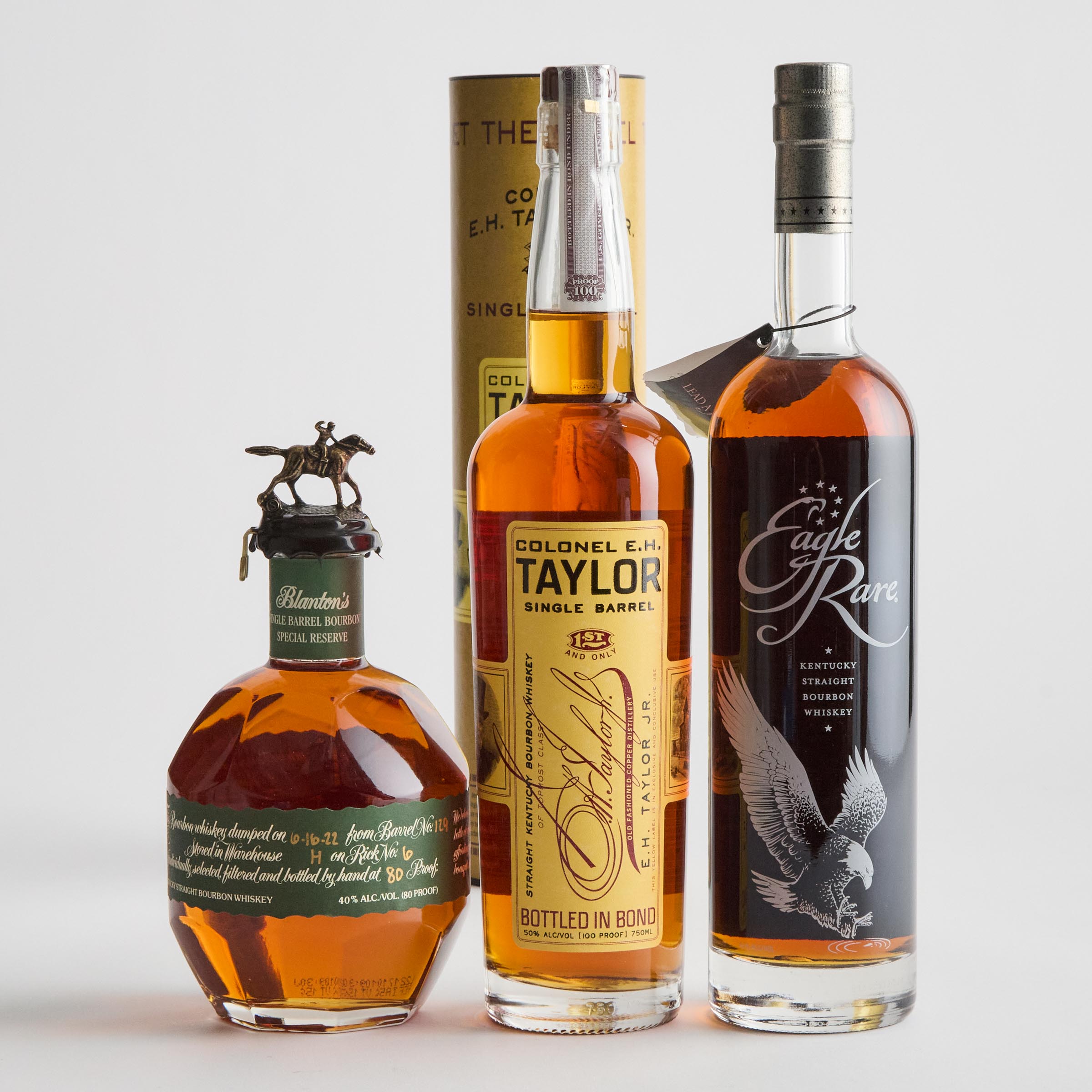 BLANTON’S SINGLE BARREL SPECIAL RESERVE KENTUCKY STRAIGHT BOURBON WHISKEY (ONE 750 ML)
COLONEL E.H.TAYLOR JR. SINGLE BARREL STRAIGHT KENTUCKY BOURBON WHISKEY (ONE 750 ML)
EAGLE RARE KENTUCKY STRAIGHT BOURBON WHISKEY 10 YEARS (ONE 750 ML)