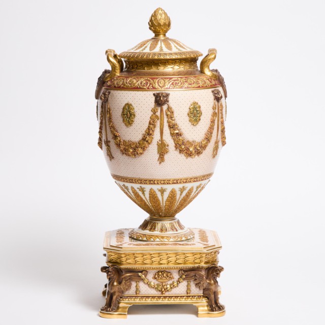 Wedgwood Bronzed and Gilt Victoria Ware Large Covered Urn, c.1900