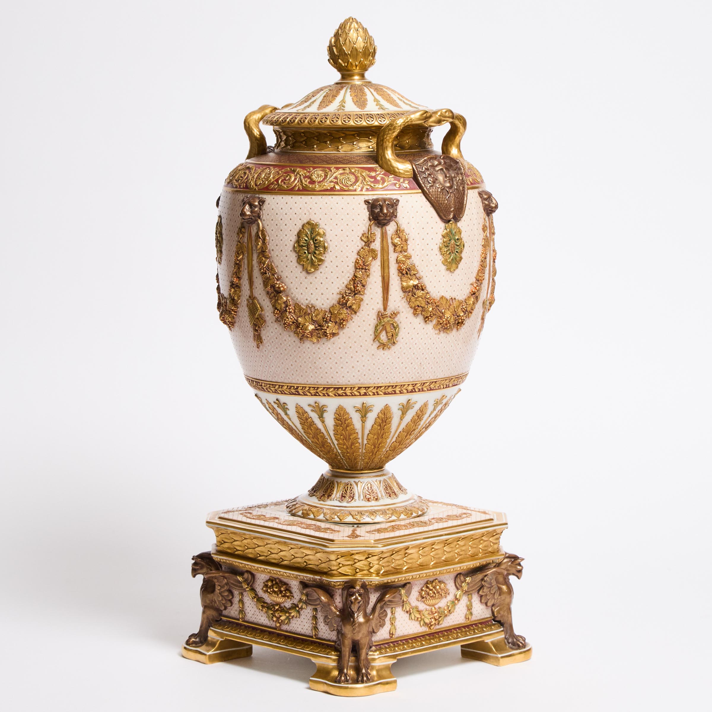 Wedgwood Bronzed and Gilt Victoria Ware Large Covered Urn, c.1900