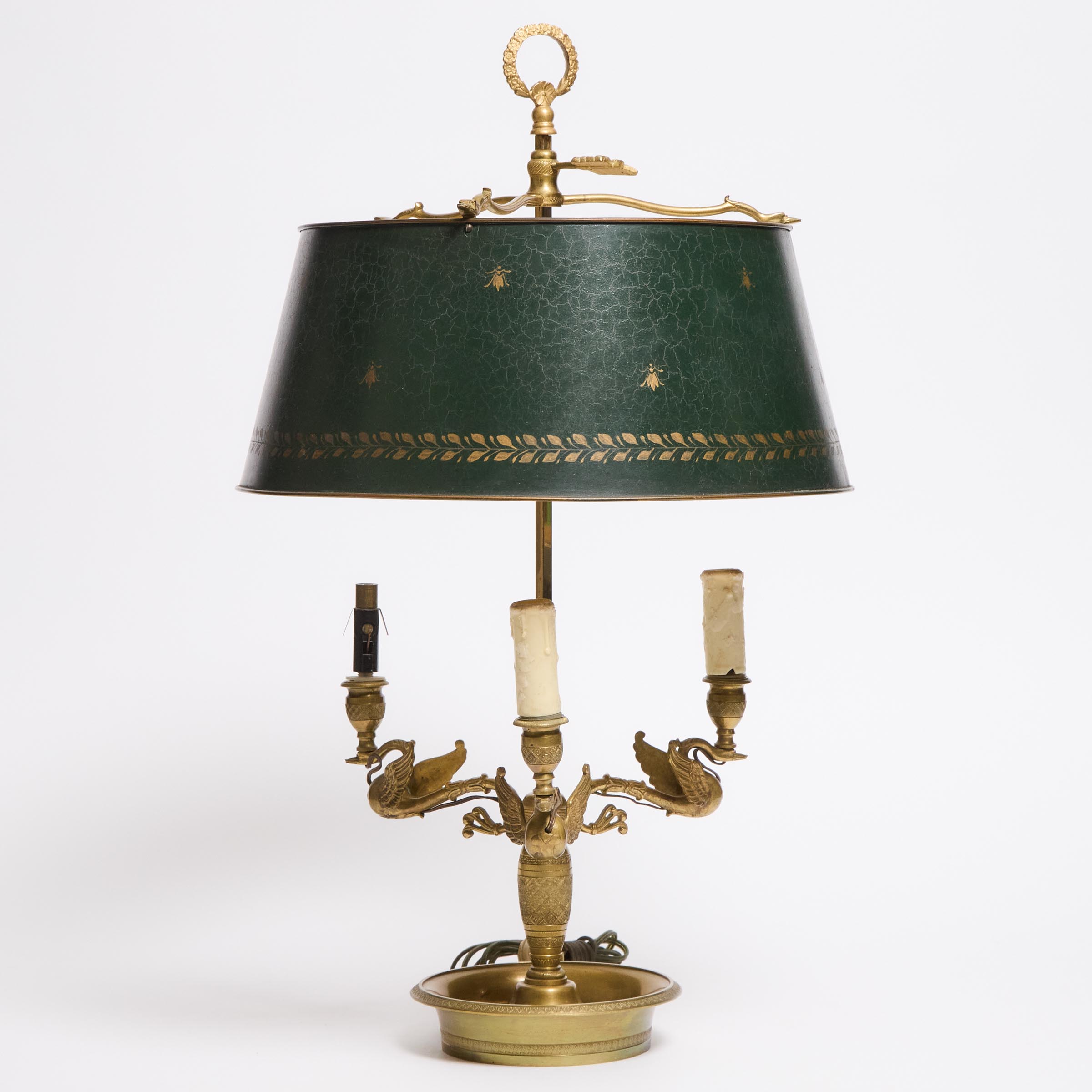 French Empire Style Gilt Bronze Bouilotte Desk Lamp, early-mid 20th century