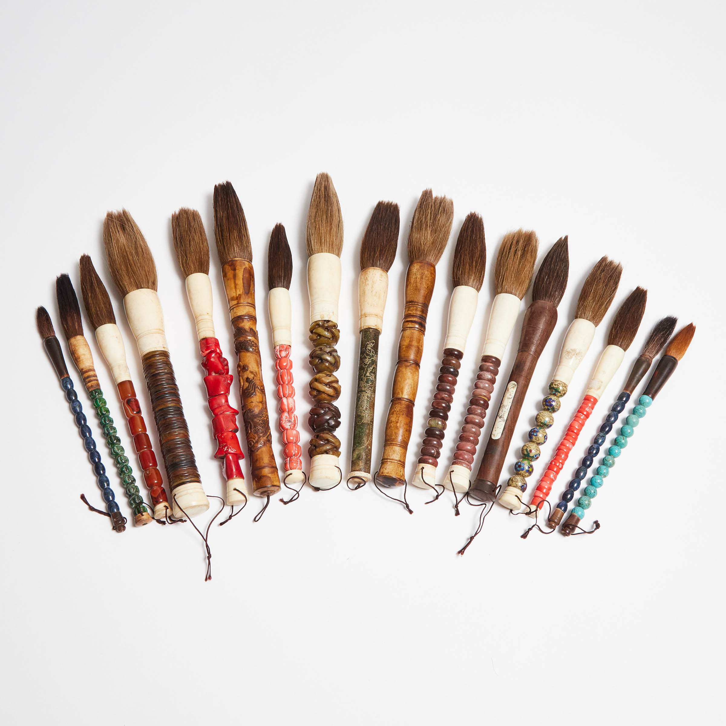 Group of 17 Chinese Calligraphy Brushes, 20th century 