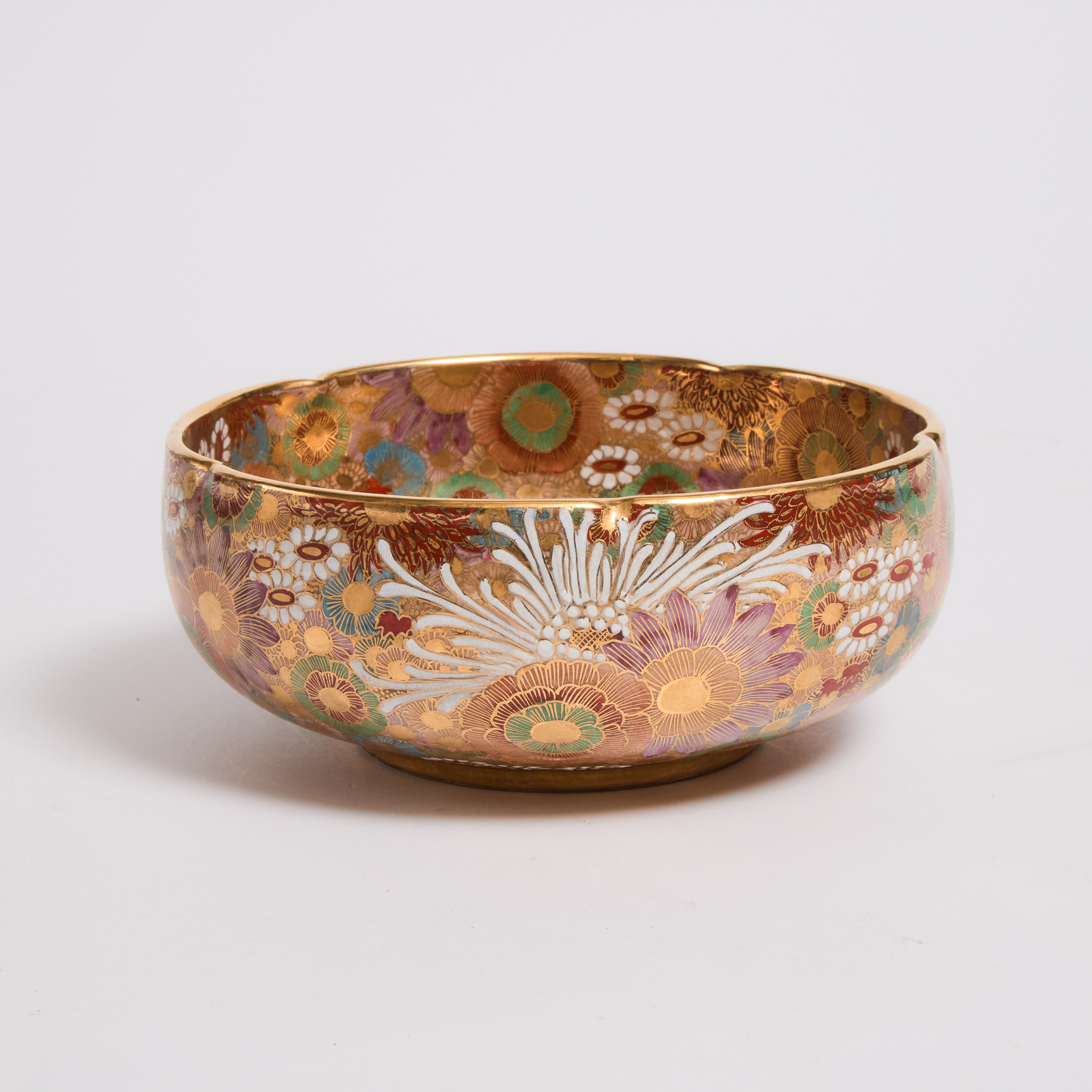 A Satsuma 'Millefleur' Lobed Bowl, Meiji Period (1868-1912)