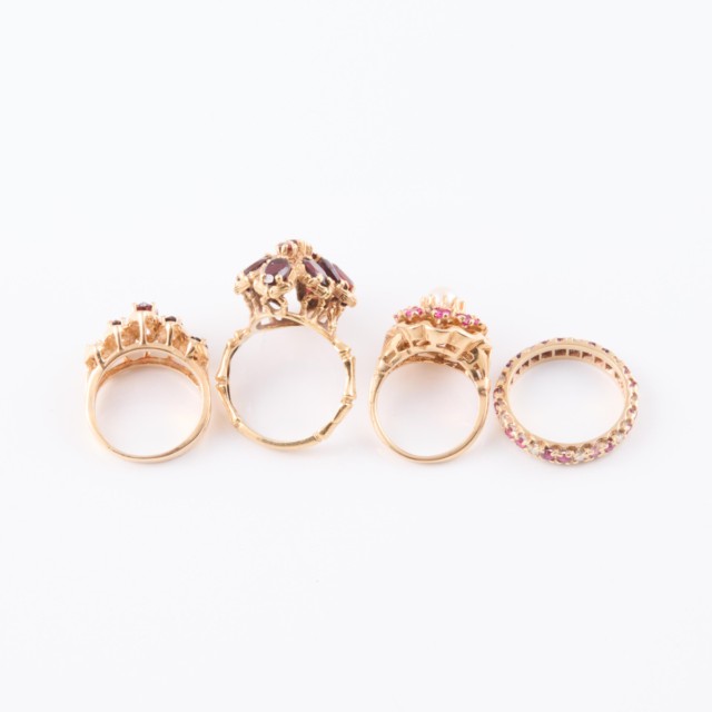 Four 14k Yellow Gold Rings