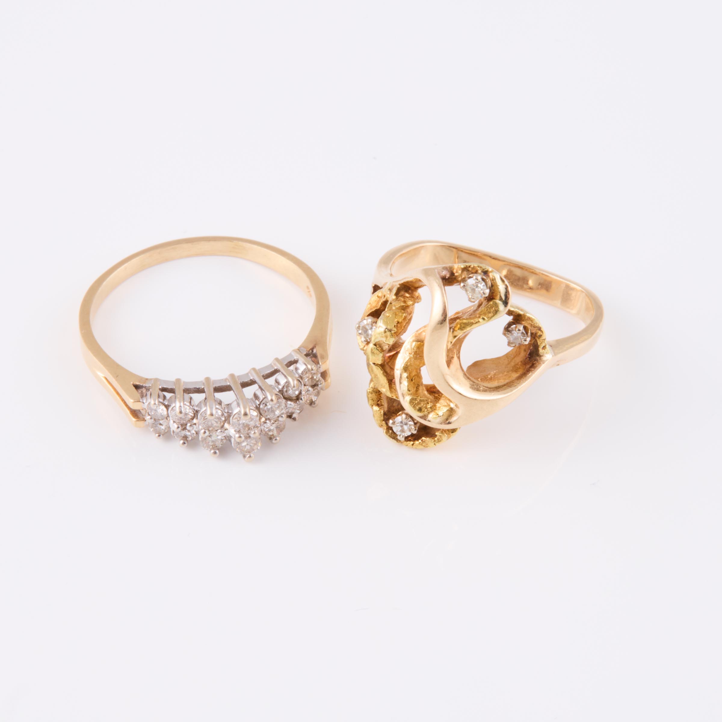 Two 14k Yellow And White Gold Rings