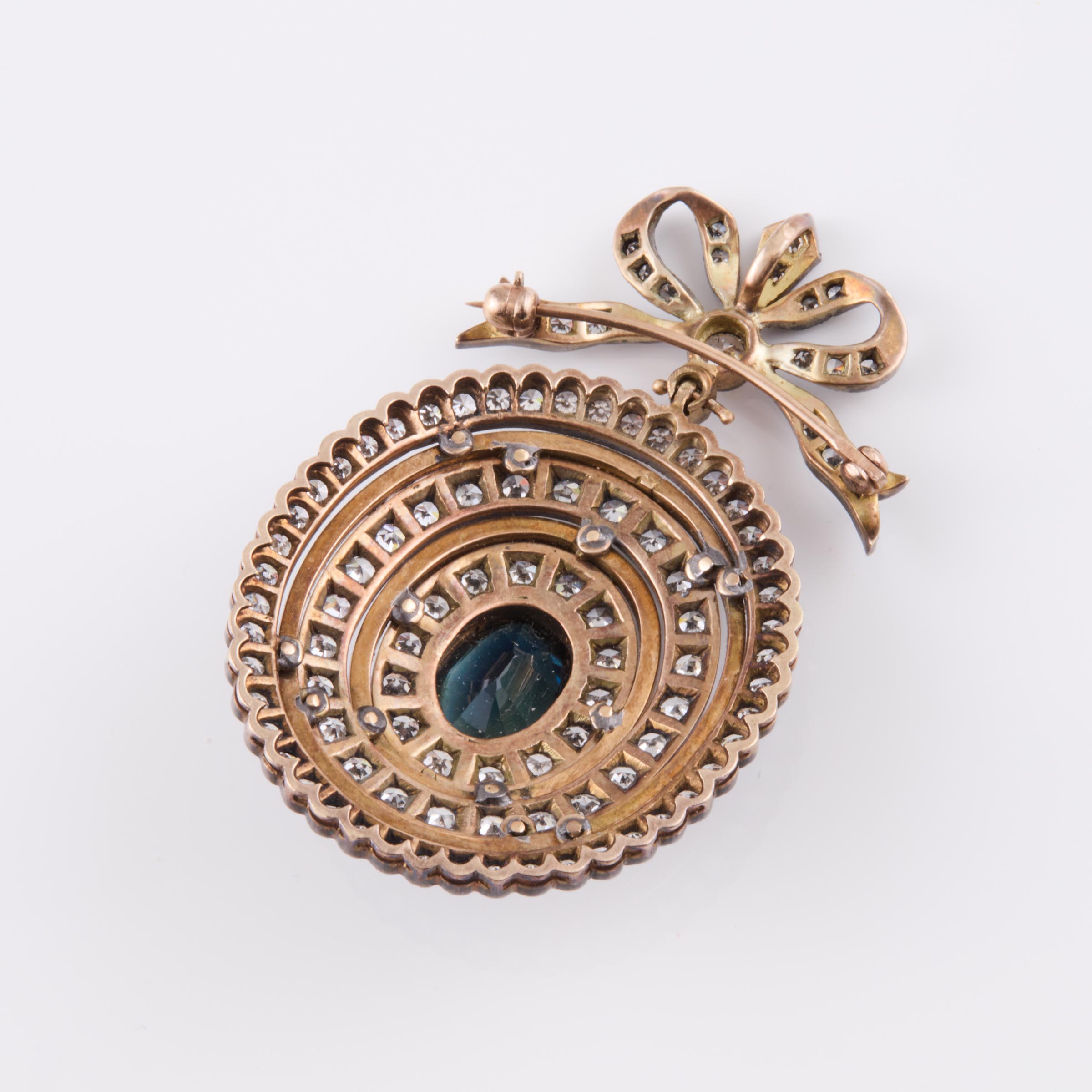 14k Yellow Gold And Silver Brooch