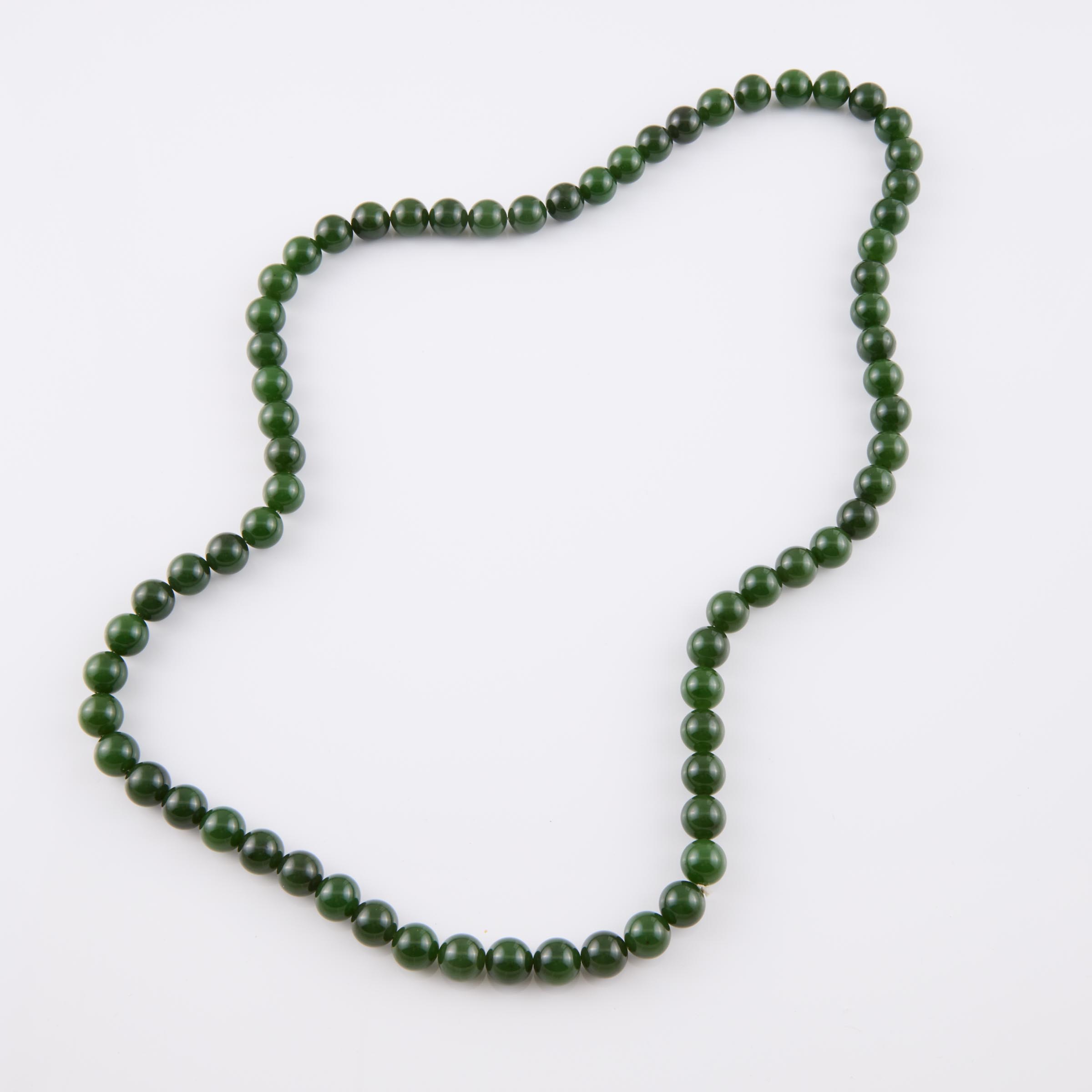 Single Endless Strand Of Nephrite Beads