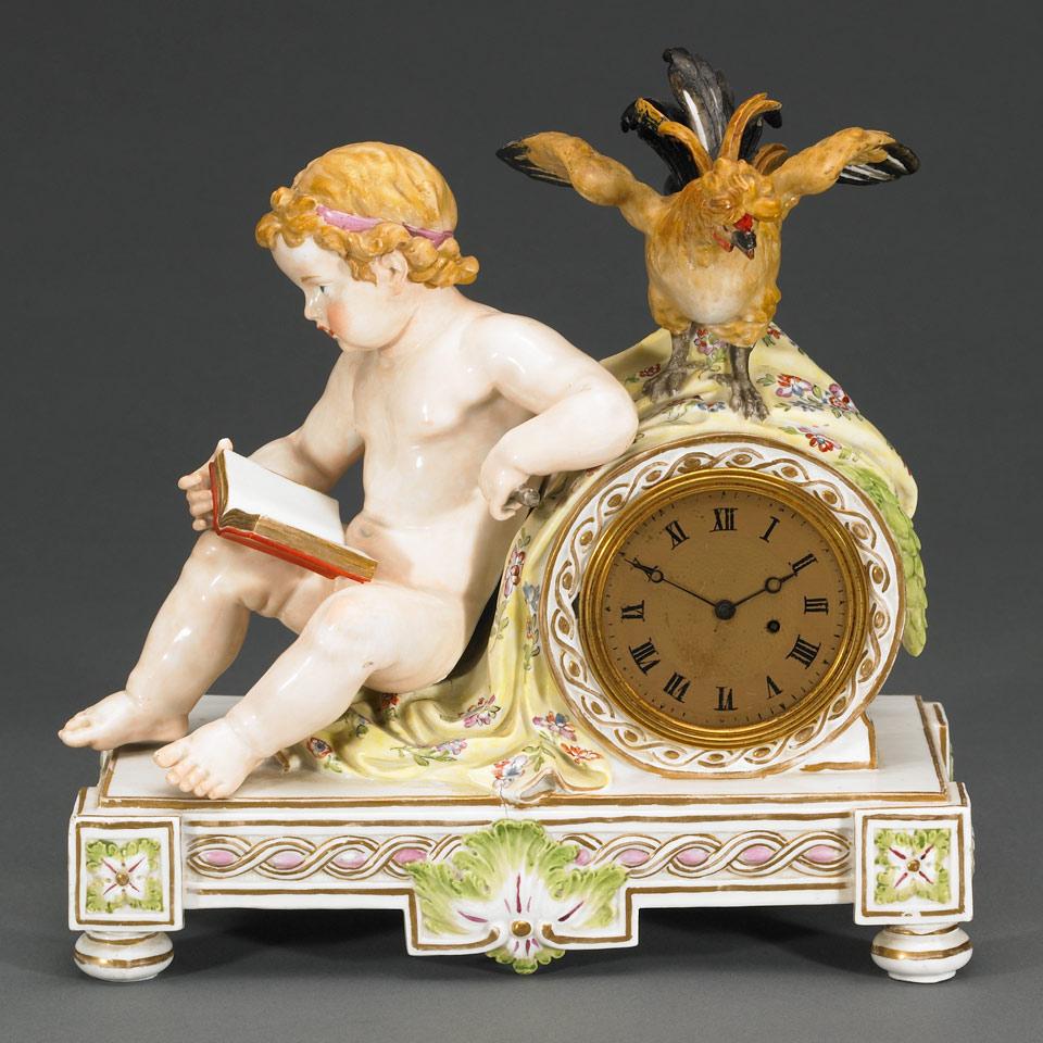 Meissen Figural Mantel Clock, late 19th century