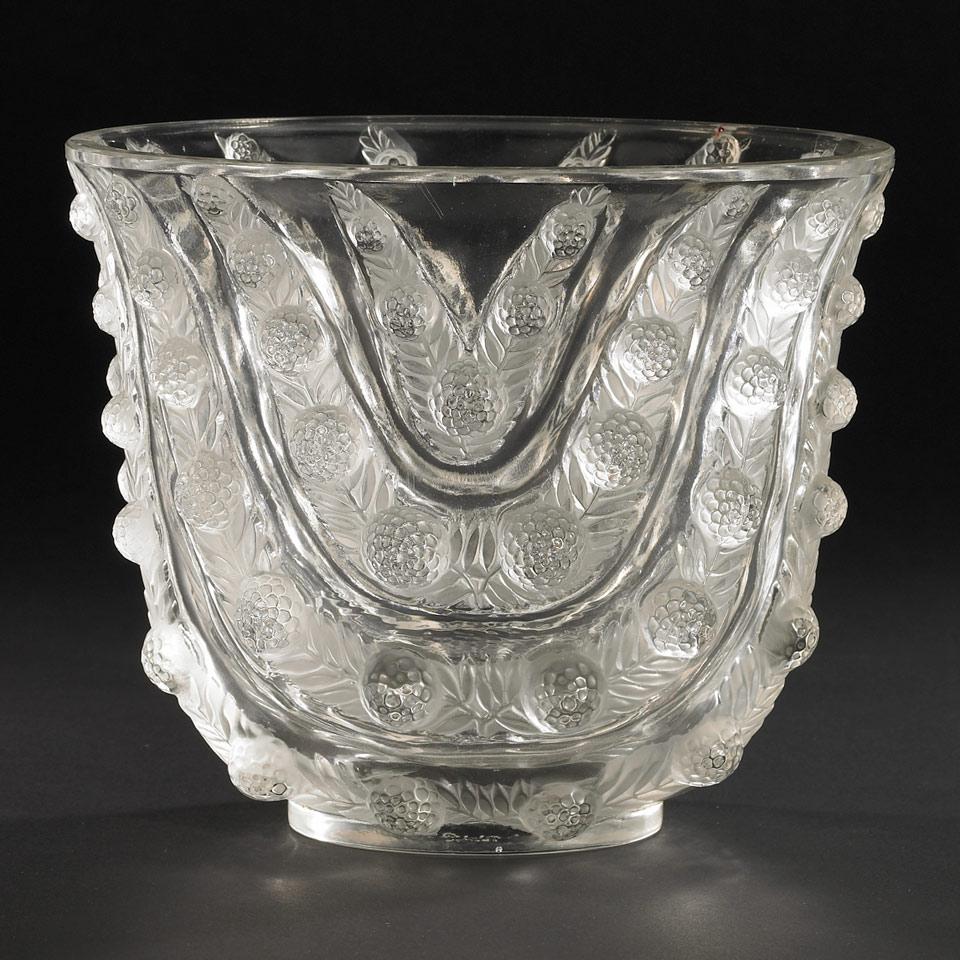 ‘Vichy’, Lalique Moulded Glass Vase, 1930’s