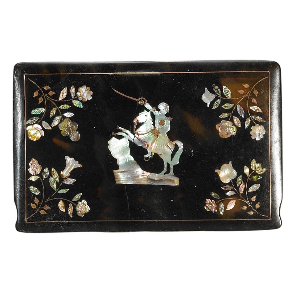 French Abalone and Gold Inlaid Tortoishell Snuff Box, 19th century
