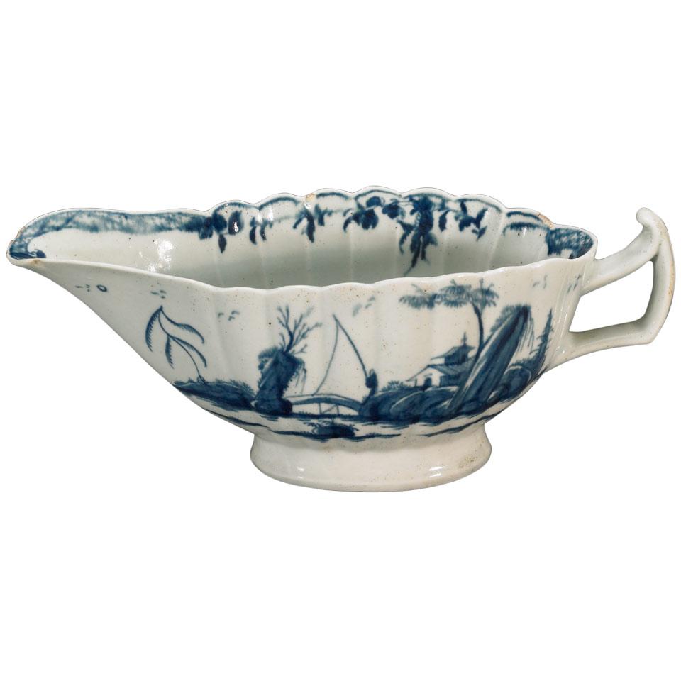 Worcester ‘Fringed Tree’ Fluted Sauce Boat, c.1755-60