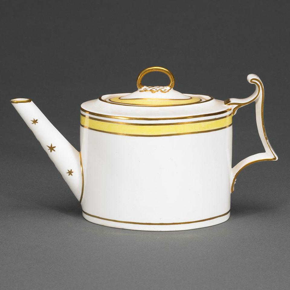 Derby Yellow and Gilt Bordered Tea Pot, c.1790