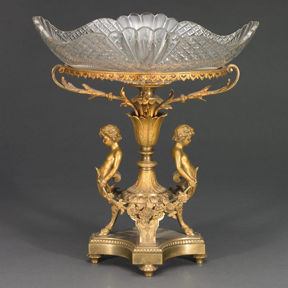 French Gilt Bronze and Cut Glass Centrepiece, late 19th century