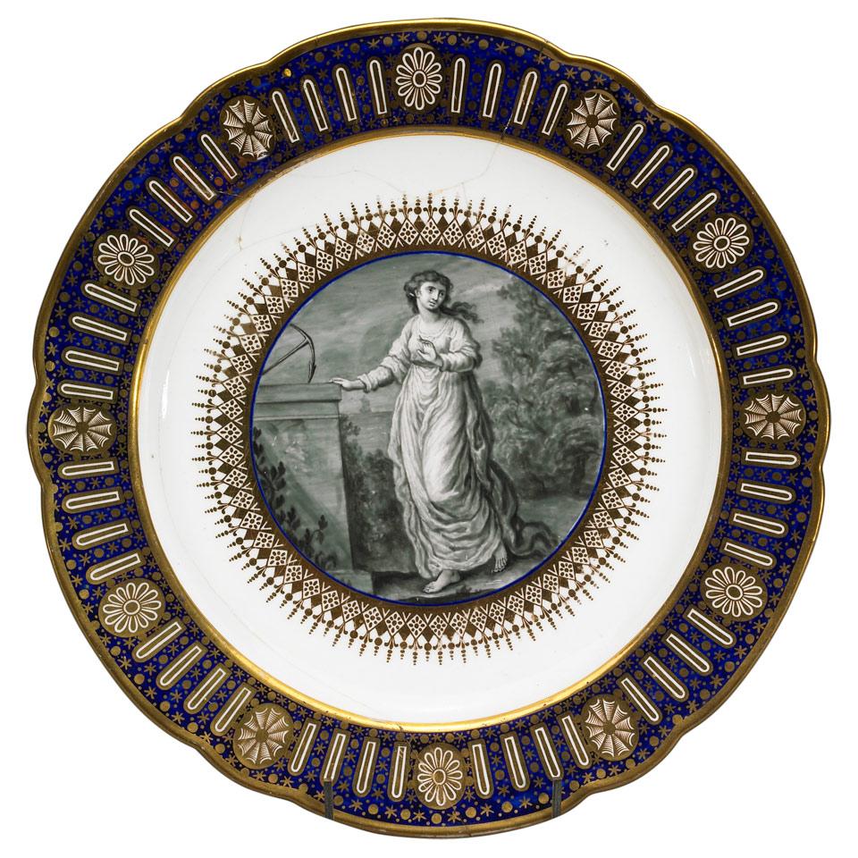 Flight Worcester Plate From The‘Hope’ Service, for William Henry, Duke of Clarence (later William IV),painted by John Pennington, c.1790