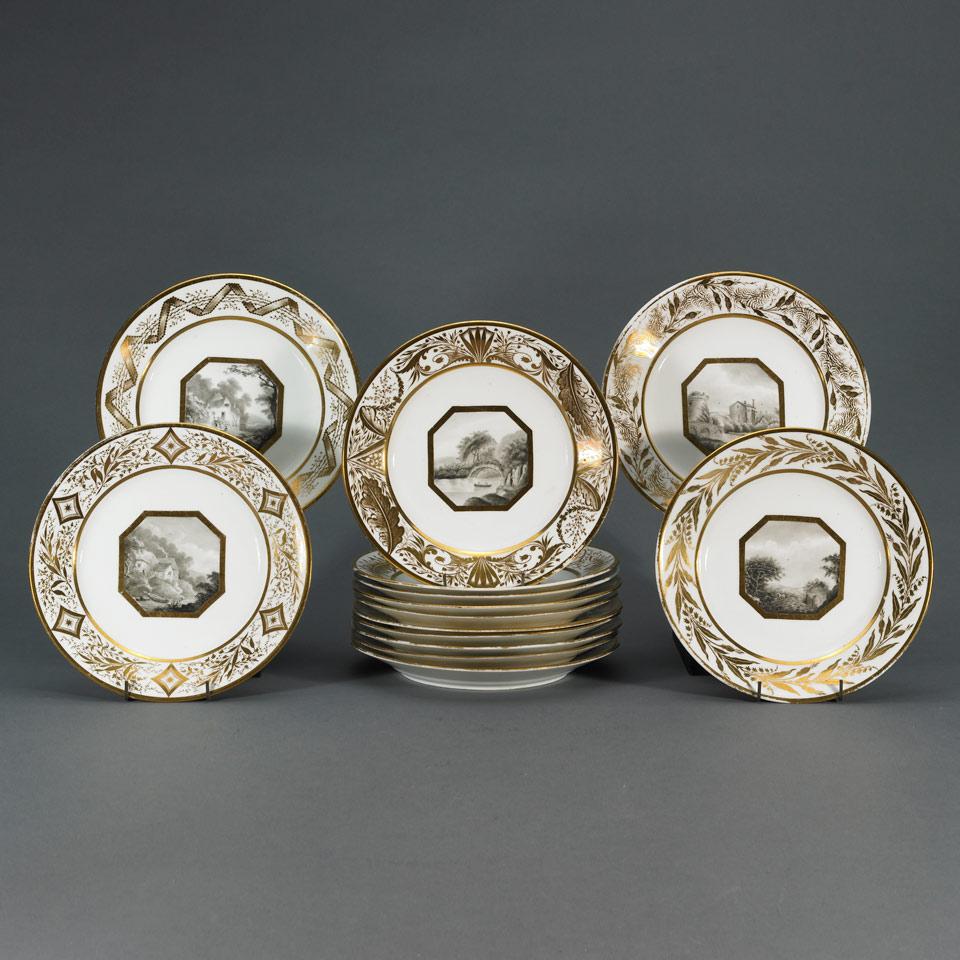 Fourteen Derby Plates, c.1800