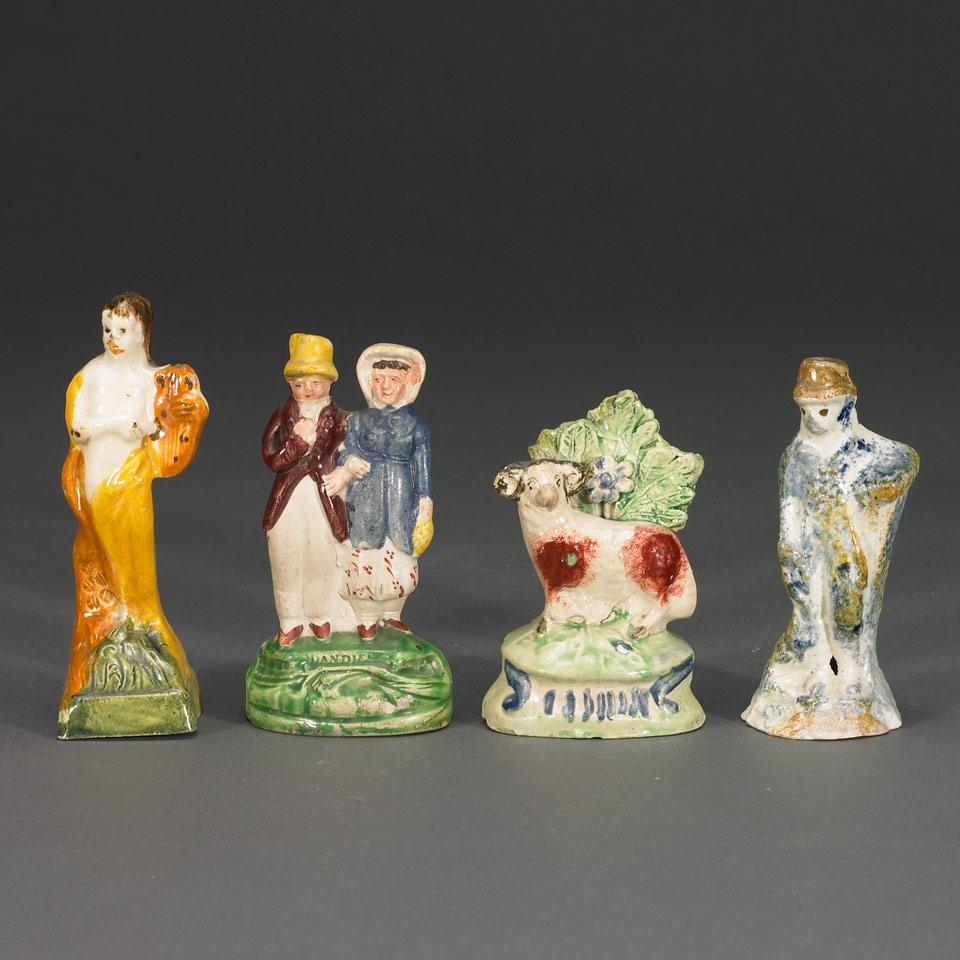Group of Four Miniature Staffordshire Figures, late 18th/early 19th century