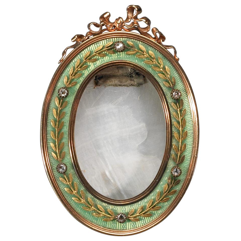 Fabergé Diamond, Gold and Enamel Photograph Frame, Victor Aarne, St. Petersburg, 1896-1903
