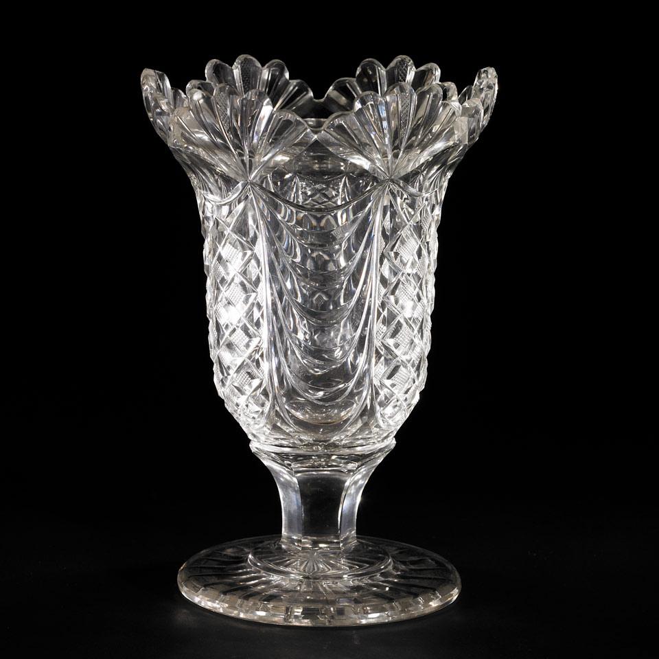 Anglo-Irish Cut Glass Celery Vase, 19th century