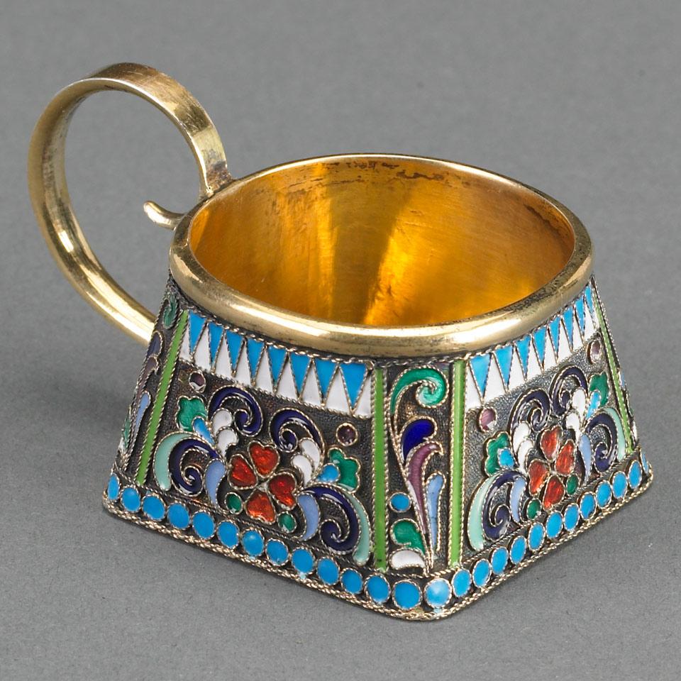 Russian Silver and Cloisonné Enamel Small Cup, 1908-17
